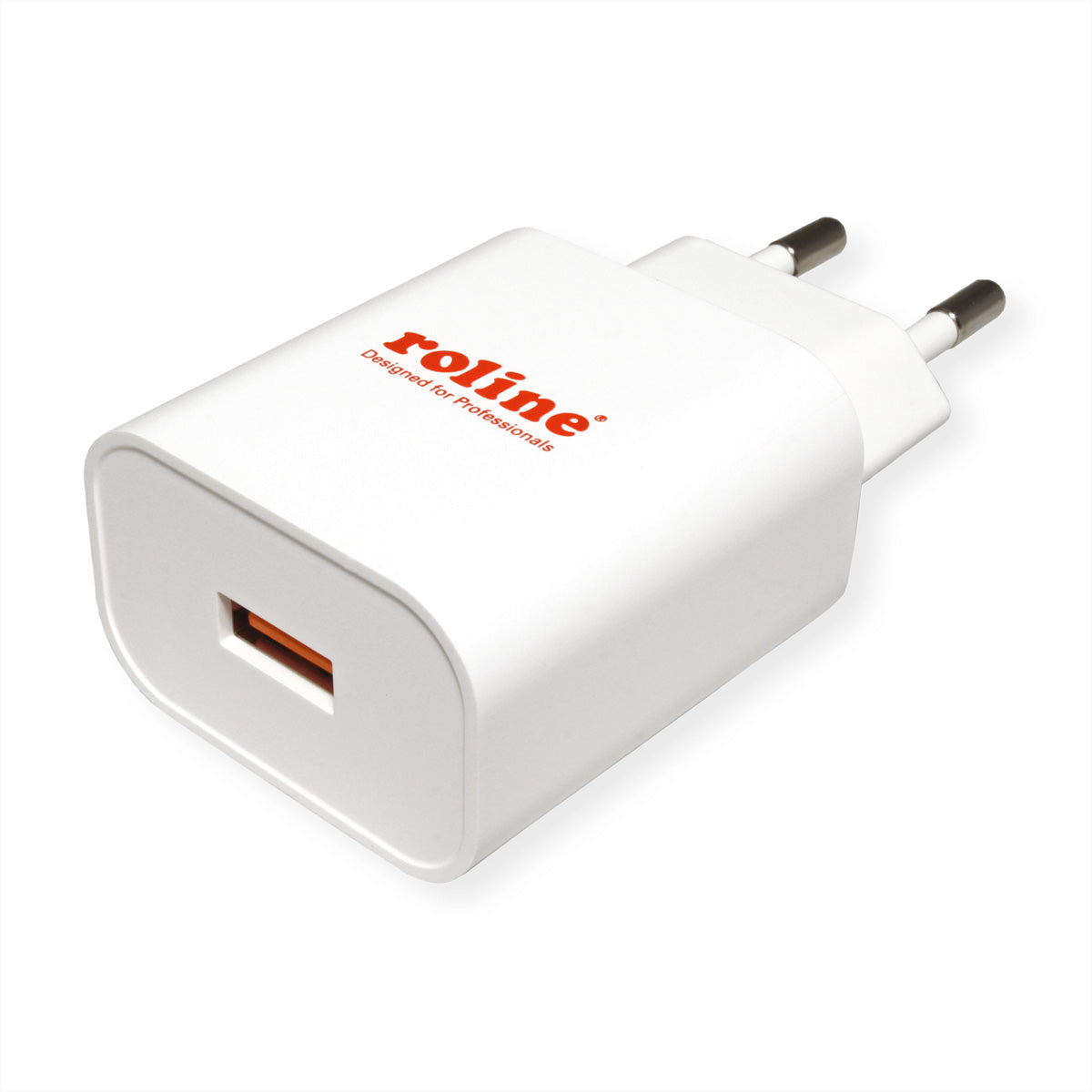 ROLINE USB-Ladegerät 18 W – QC 3.0 – USB-A×1 – EU-Stecker (Typ C) – Weiss