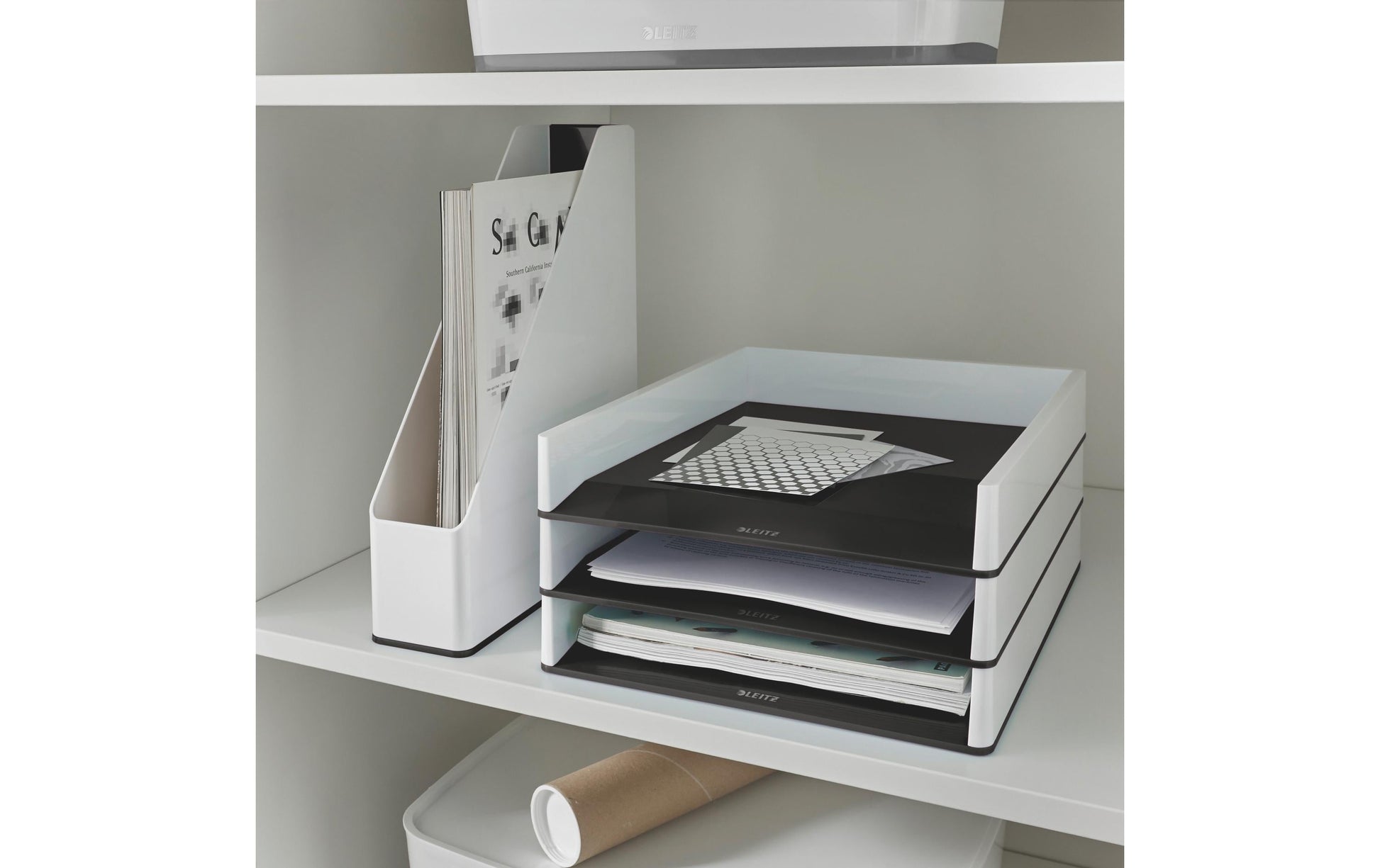Leitz WOW Duo Colour – Briefkorb für A4, Polystyrol (PS), Schwarz/Weiss, Hochglänzend, 267 × 49 × 336 mm