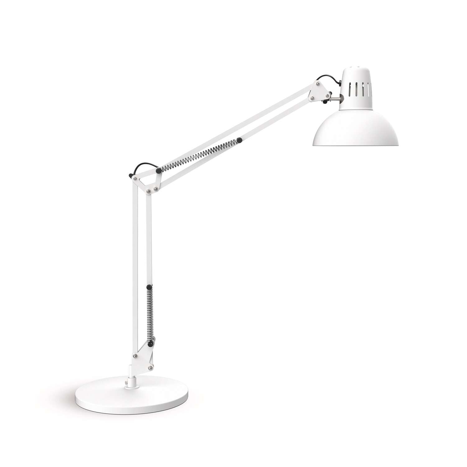 MAUL Tischleuchte 8230402 – E27, höhenverstellbar, flexibler Arm, schwenkbarer Kopf – Weiss