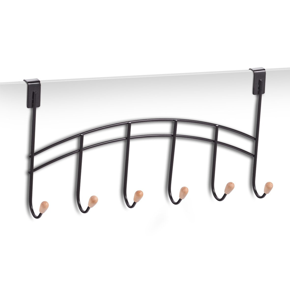 Zeller Present Wandgarderobe 6 Haken – Metall/Holz – Braun – 100 × 205 × 410 mm