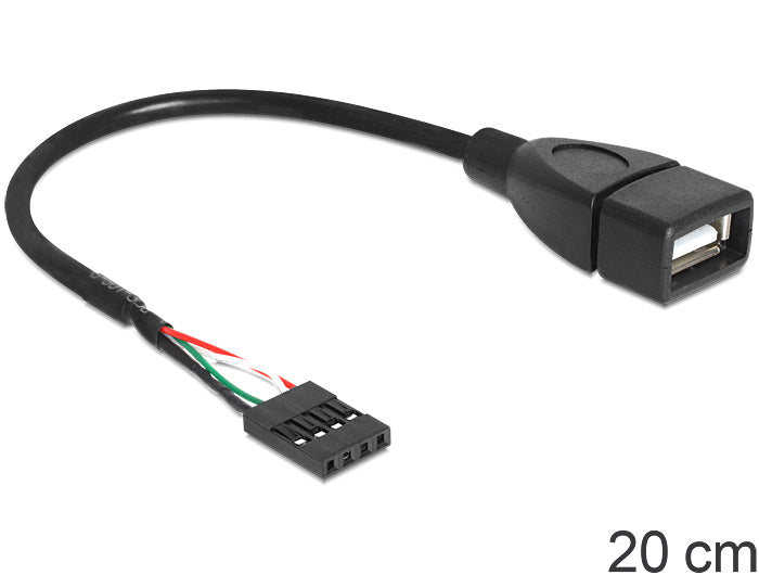 DeLOCK USB-Pinheader auf USB-A Kabel – USB 2.0 (480 Mbit/s) – 0,2 m – Schwarz