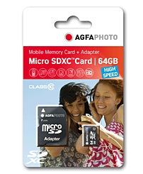 AgfaPhoto microSDXC 64 GB – Klasse 10, inkl. SD-Adapter