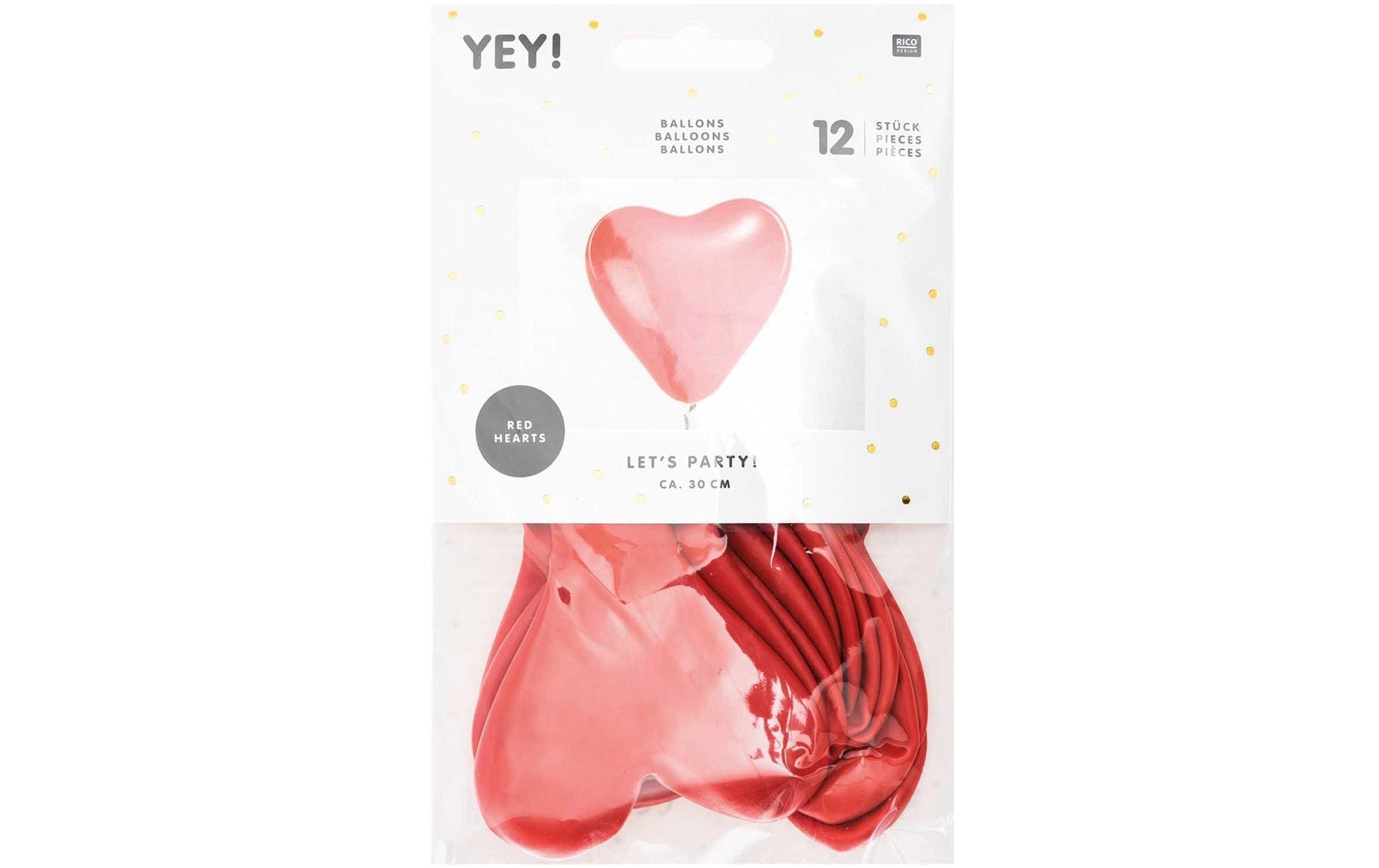 Rico Design Herzluftballons – Rot – Ø 30 cm – Latex – 12 Stk