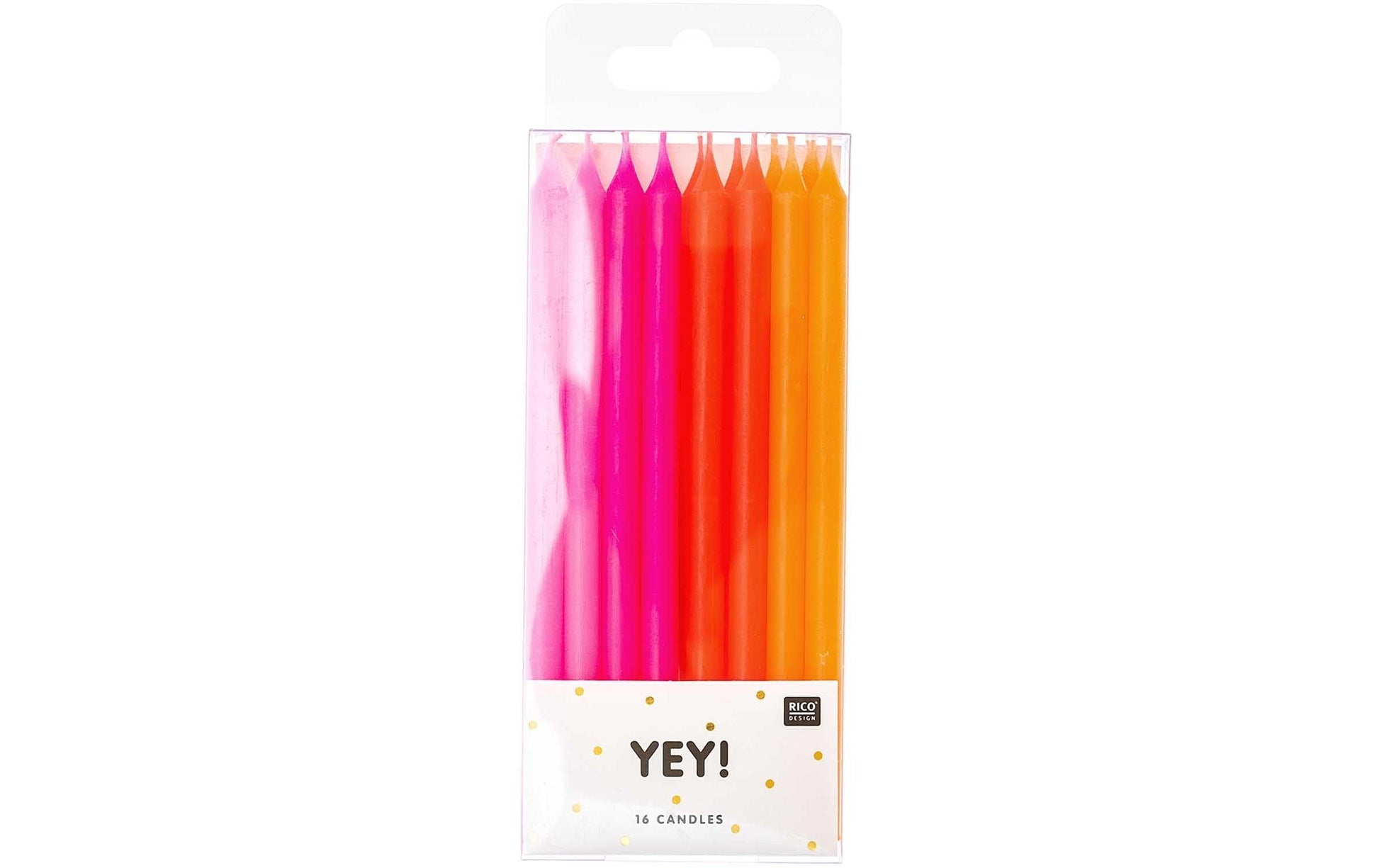 Rico Design Geburtstagskerzen – Neonorange – Ø 0,6 mm – 16 Stk