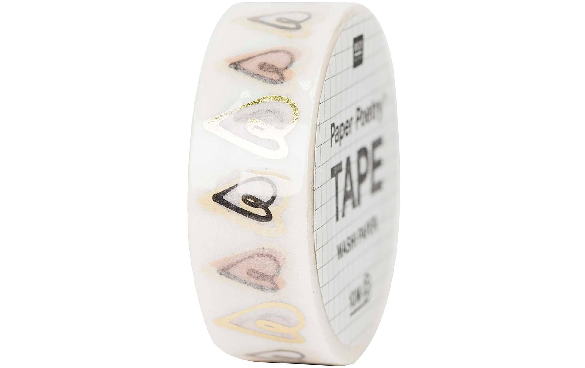 Rico Design Herzen Washi Tape – 15 mm × 10 m, mehrfarbig, wiederablösbar, 1 Stück