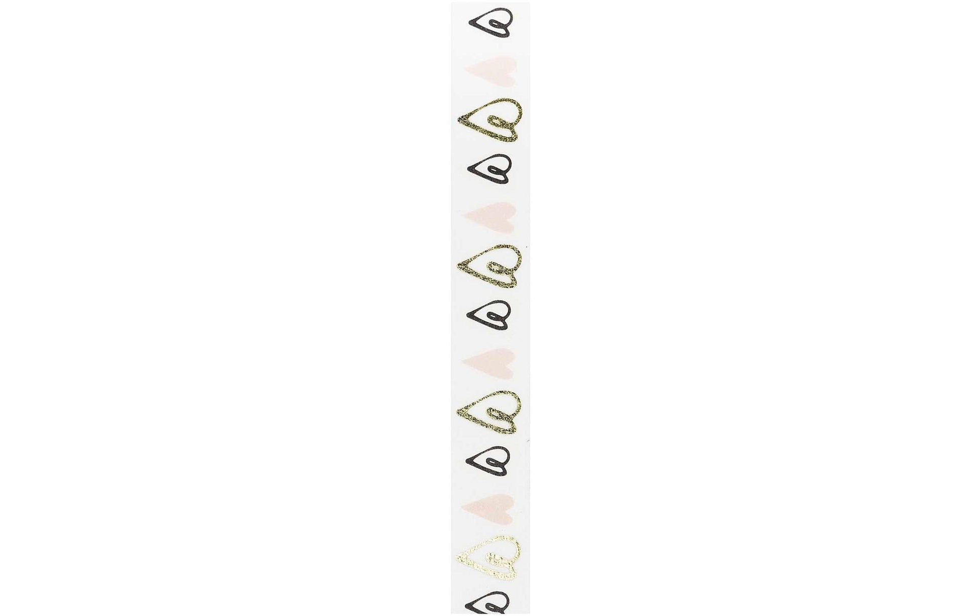 Rico Design Herzen Washi Tape – 15 mm × 10 m, mehrfarbig, wiederablösbar, 1 Stück