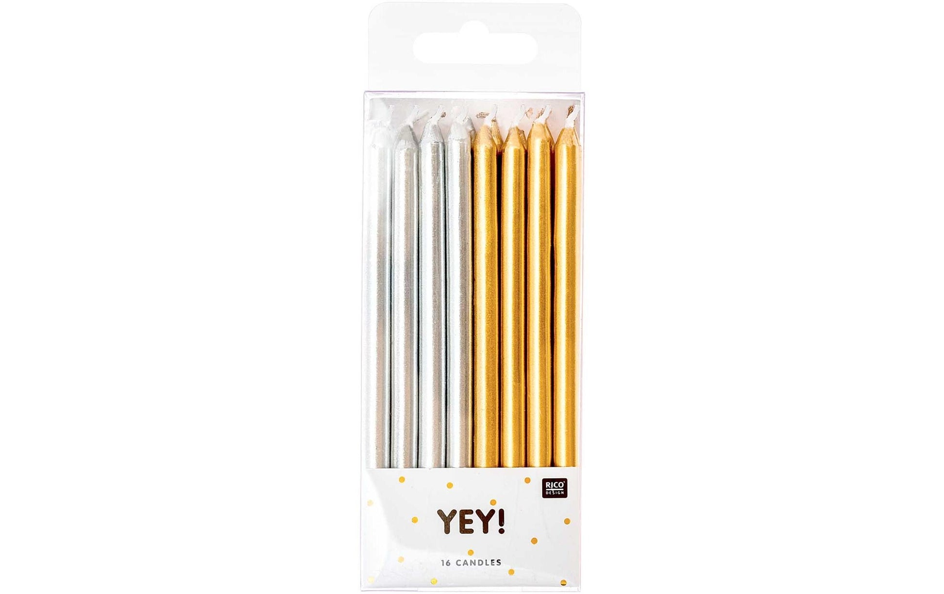 Rico Design Geburtstagskerzen – Gold/Silber – 16 Stk