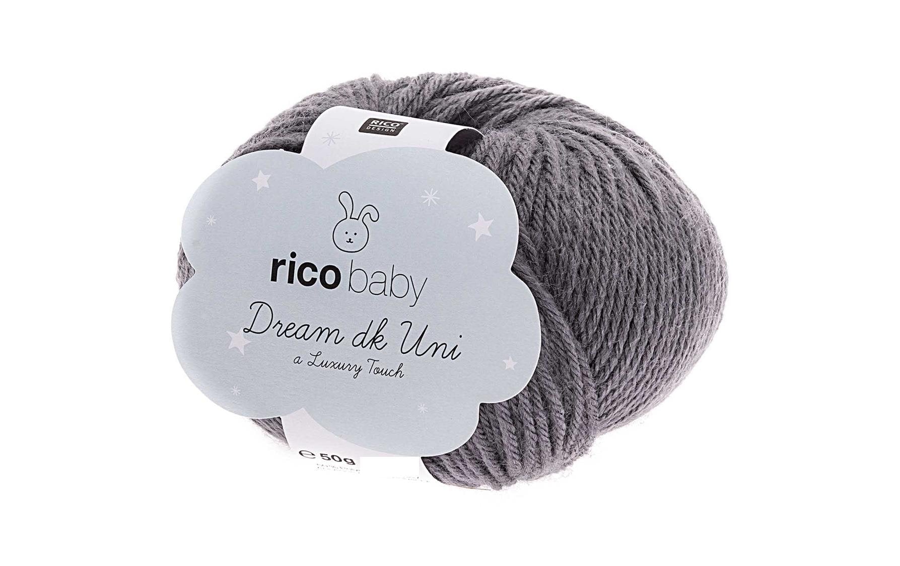 Rico Design Baby Dream Uni DK Garn Anthrazit – 50 g, 115 m, Nadel 4 mm, 50% Polyamid/50% Polyacryl