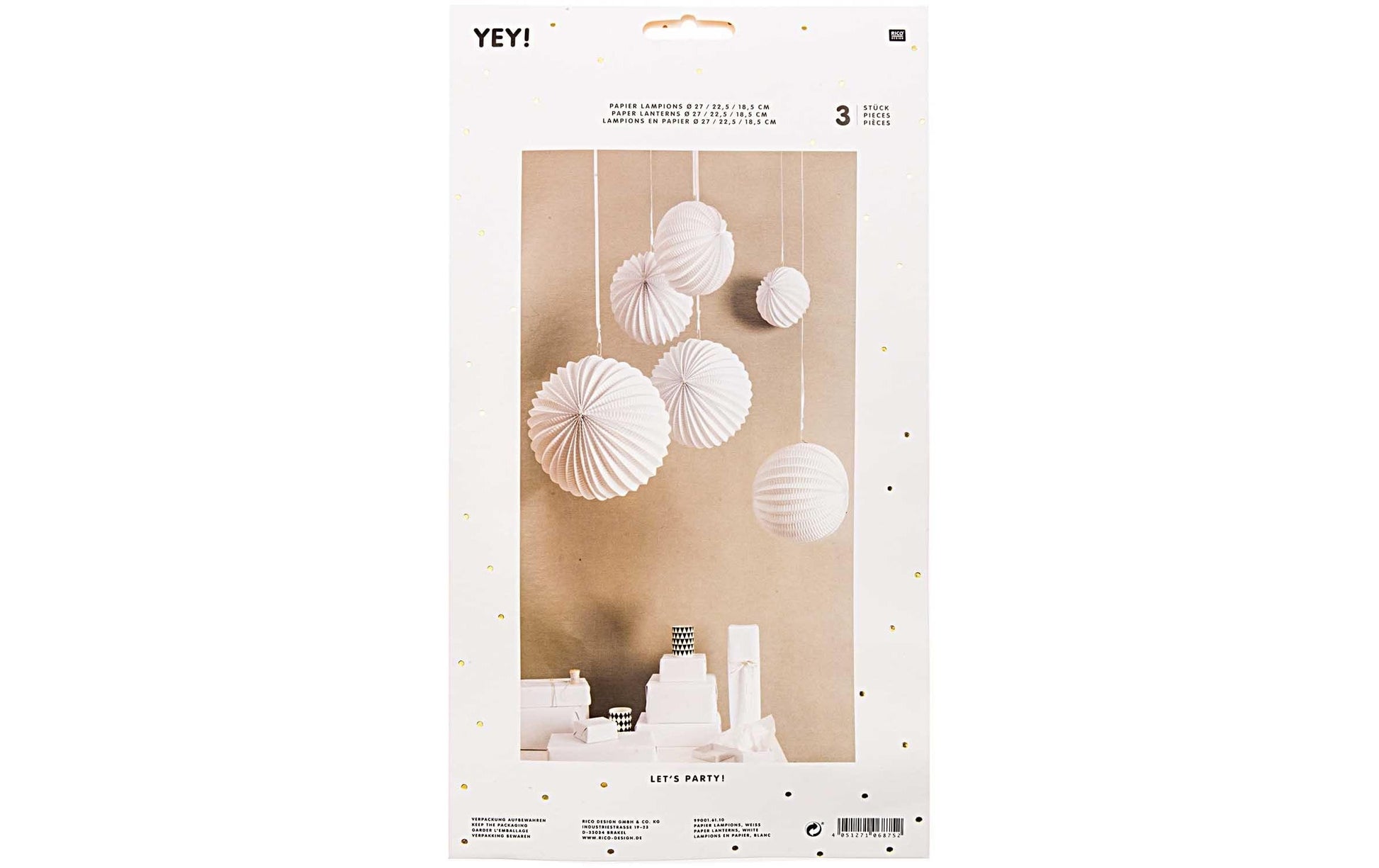 Rico Design Papierlampions – Weiss – Ø 18,5/22,5/27 cm – Papier – 3 Stk