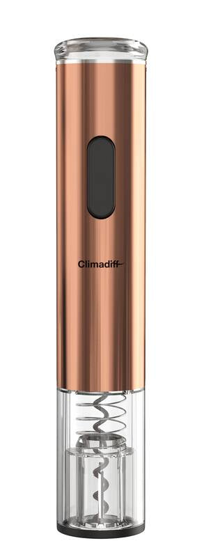Climadiff Elektrischer Korkenzieher TB5040 – 5,3 × 5,3 × 28,5 cm, Bronze, Batteriebetrieben, mit Folienschneider