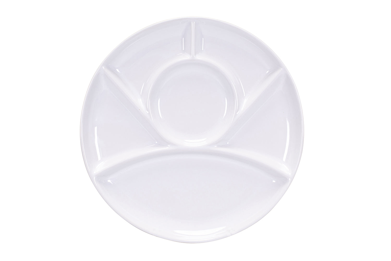 Kadastar Fleischfondue-Teller – Ø 26,0 cm, Keramik, Weiss, 6 Fächer, spülmaschinenfest