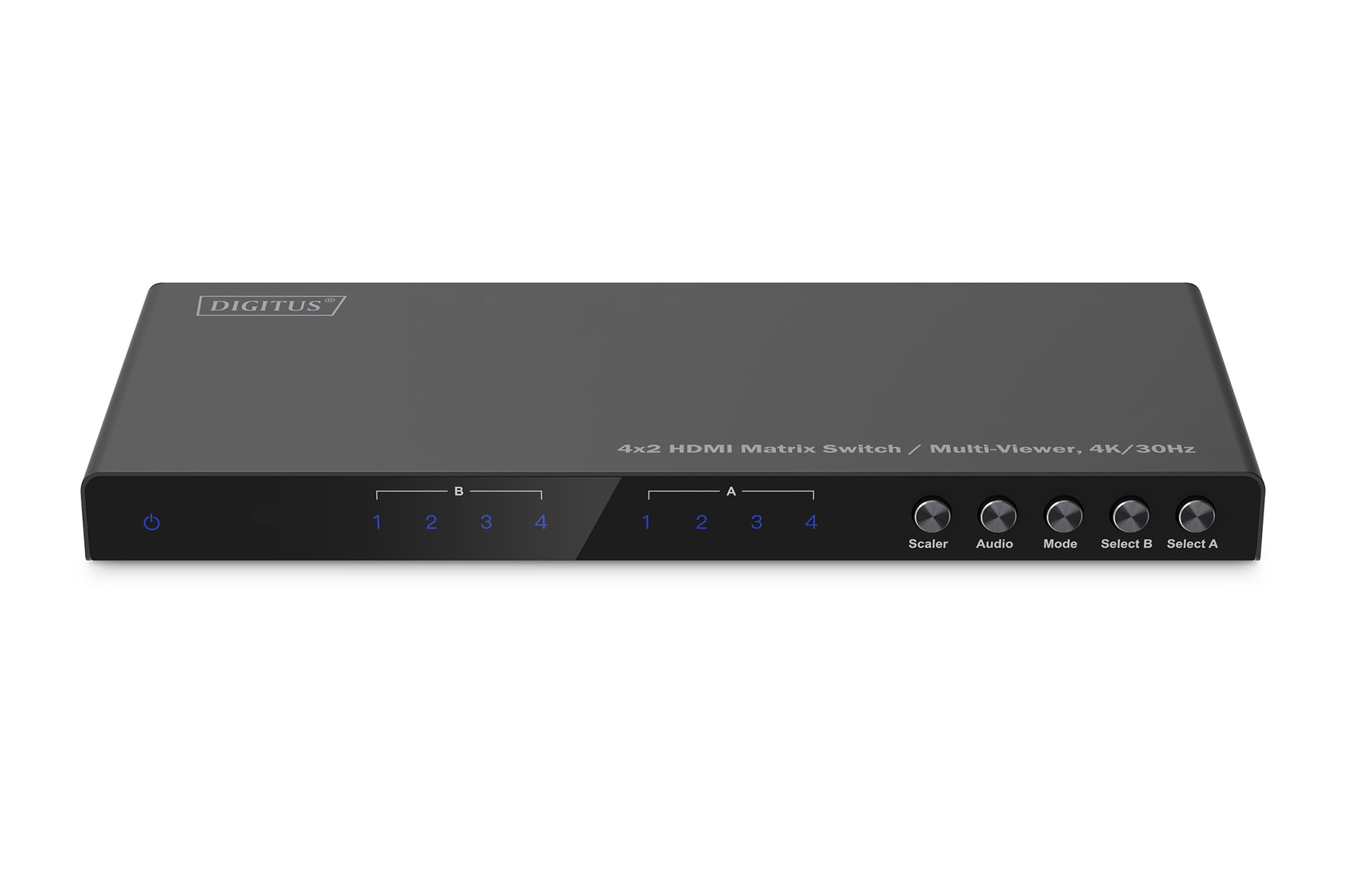 Digitus 4×2 HDMI AV-Matrix-Umschalter – 4K/30 Hz, 10,2 Gbit/s, HDMI 1.4 – Schwarz, Metall