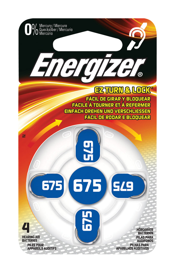 Energizer Hörgerätebatterien 675 (PR44), Zink-Luft, 1,45 V – 4 Stk.
