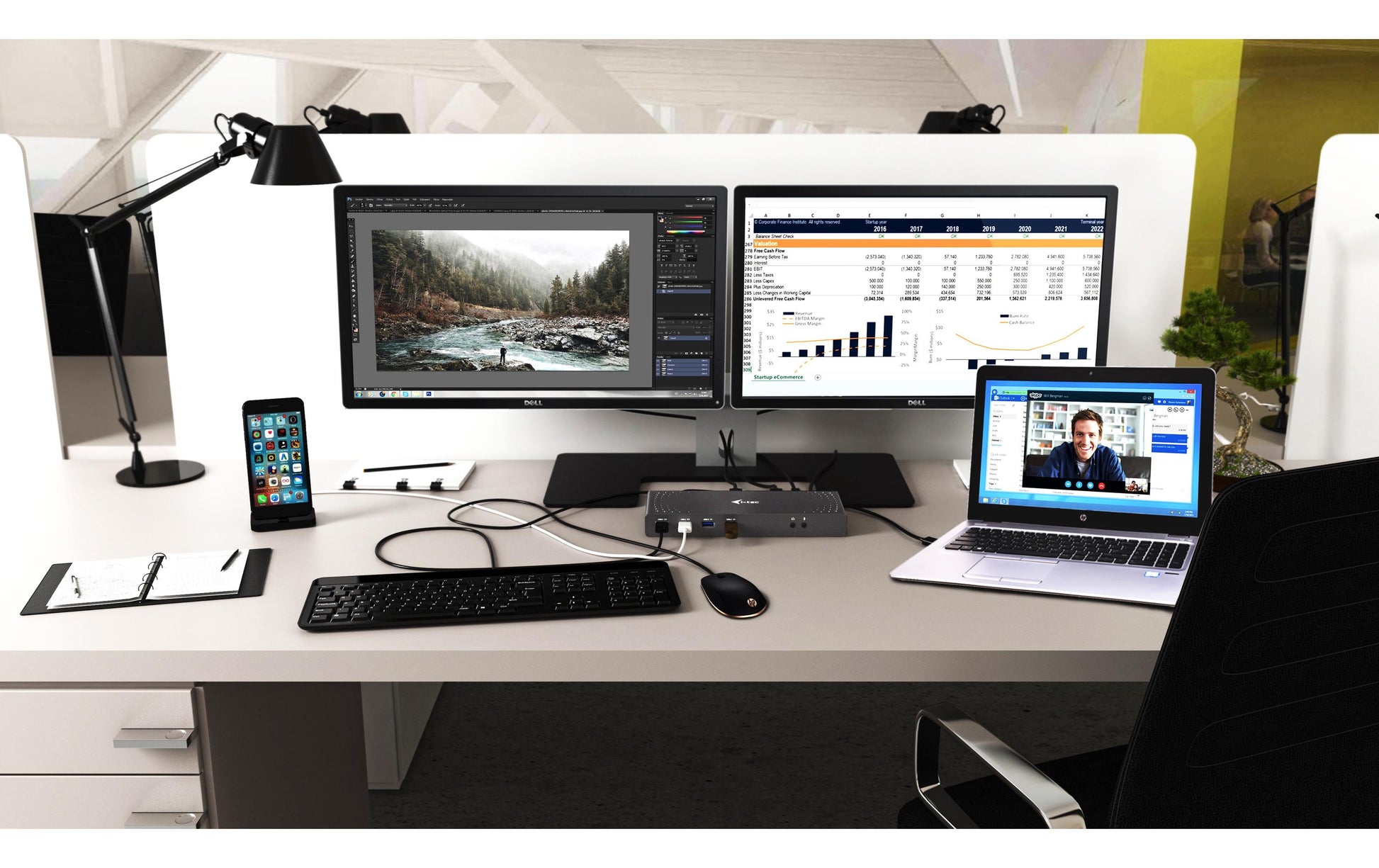i-tec Dualdock Dockingstation – USB-C, 2× DP, 2× HDMI, 6× USB-A, GbE, 3,5 mm Audio, für Windows/Mac/Linux