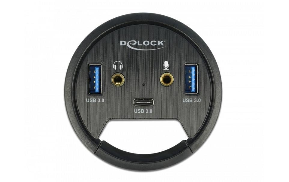 DeLOCK USB-Hub – USB 3.0, 2× USB-A, 1× USB-C, 3,5 mm Audio