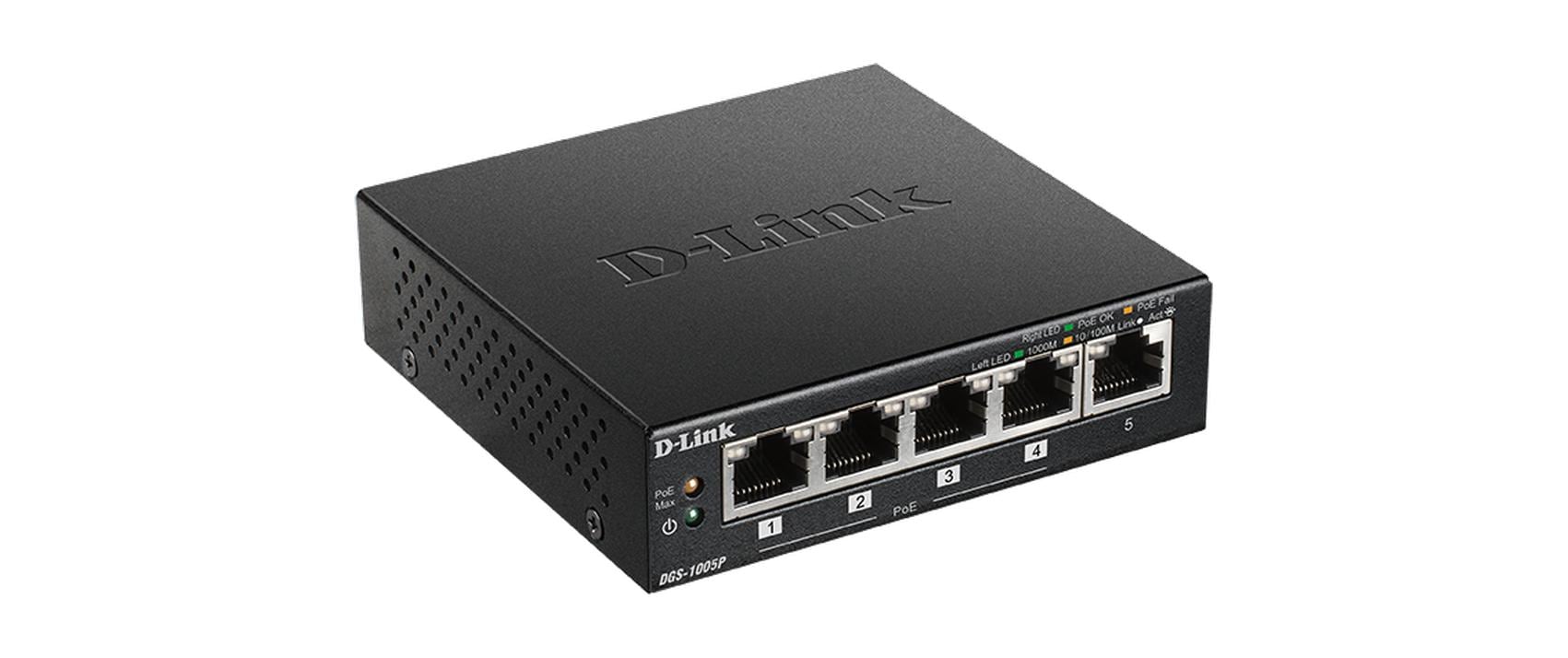 D-Link DGS-1005P – Netzwerk-Switch – 5×GbE, PoE+ 60 W