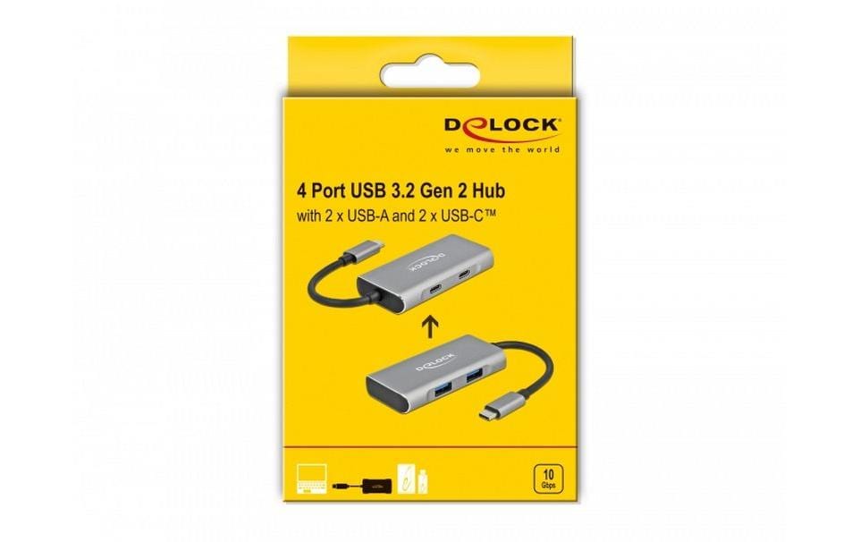 DeLOCK USB-Hub – USB-C, 2× USB-A, 2× USB-C, für Windows/Mac/Linux