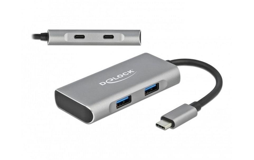 DeLOCK USB-Hub – USB-C, 2× USB-A, 2× USB-C, für Windows/Mac/Linux