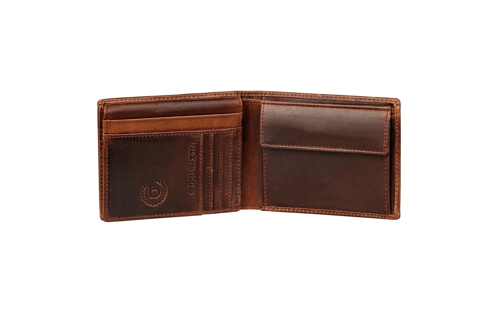 Bugatti cases Bugatti – Brieftasche Romano – RFID-Schutz, Münzfach – 12,5 × 9 × 1,5 cm – Leder, dunkelbraun – 1 Stk.