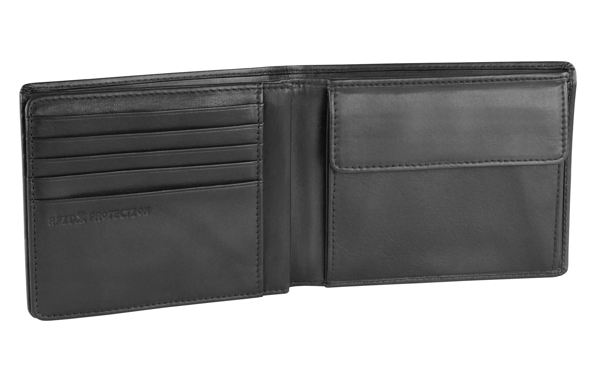 Bugatti cases Bugatti – Kartenetui – RFID-Schutz, mit Münzfach, Druckknopfverschluss – 120×97×20 mm – Schwarz – Rindleder
