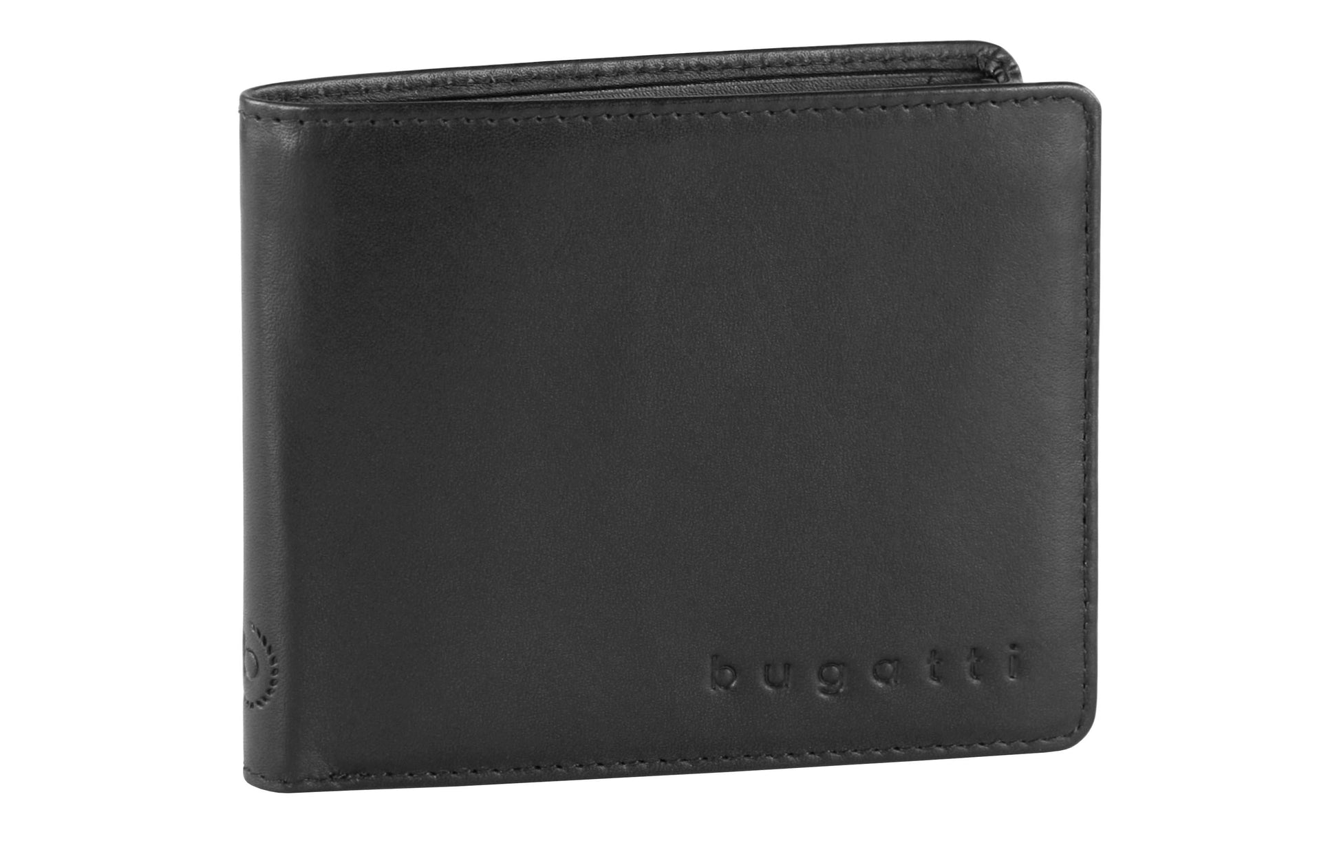 Bugatti cases Bugatti – Kartenetui – RFID-Schutz, mit Münzfach, Druckknopfverschluss – 120×97×20 mm – Schwarz – Rindleder