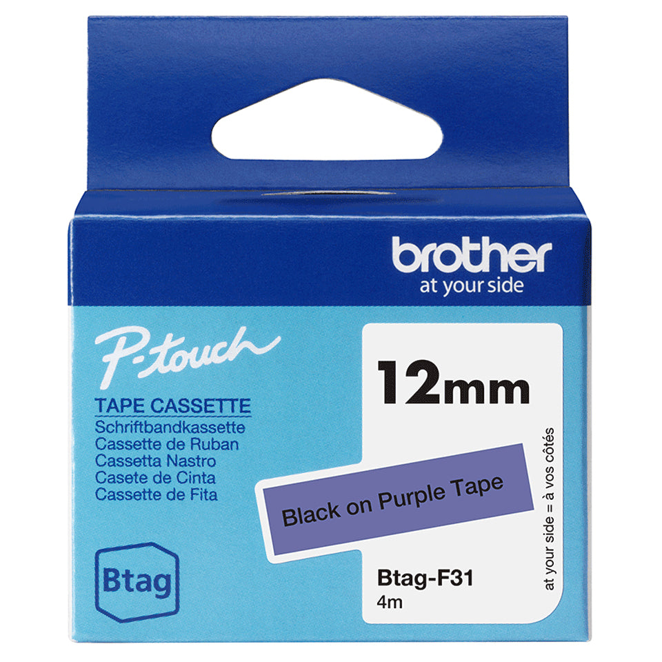 Brother Schriftband – 12 mm × 4 m, violett, schwarz