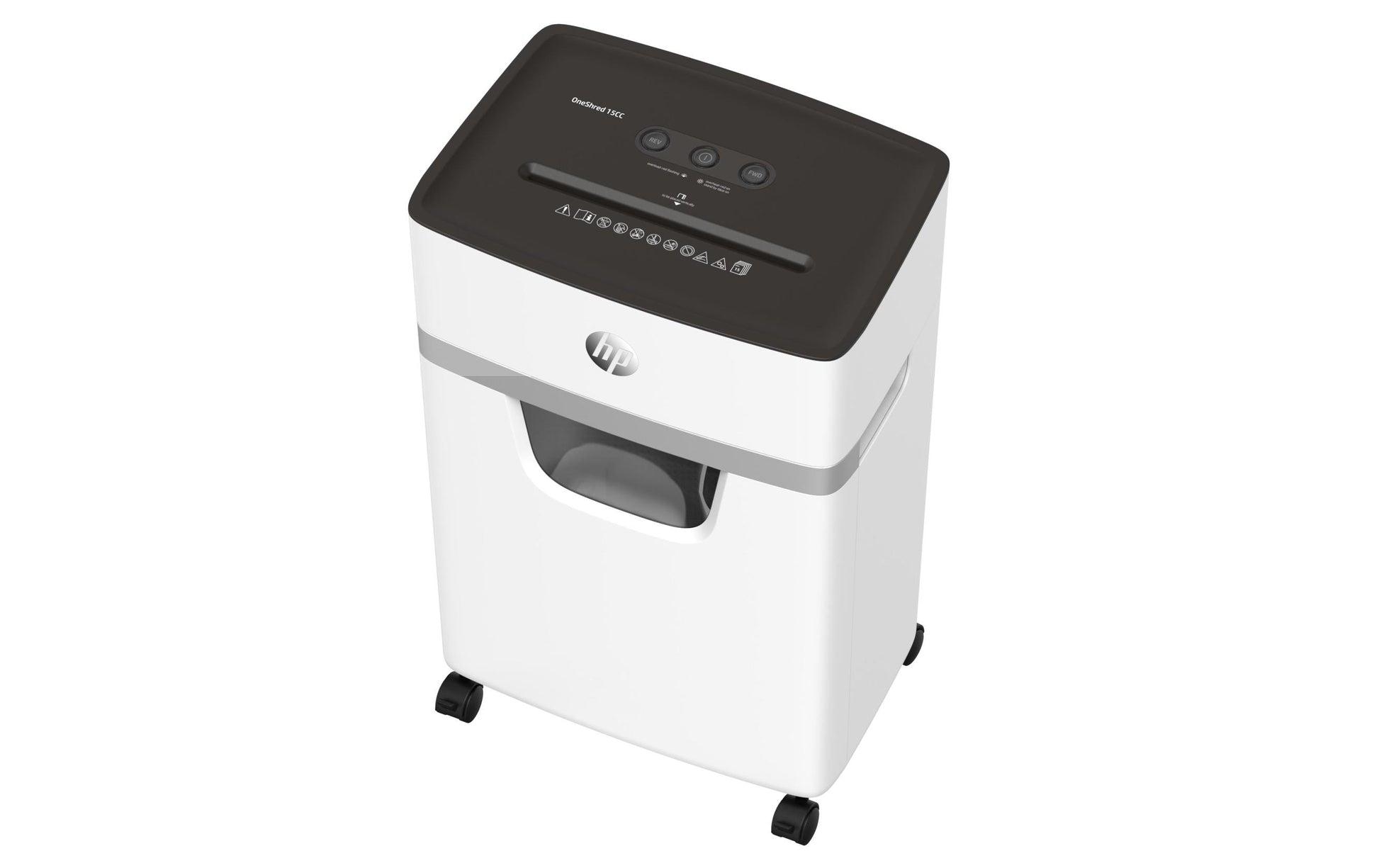 HP OneShred 15CC – Aktenvernichter mit Autofeed, DIN P-4, Partikelschnitt 4 × 35 mm, 15 Blatt, 20 l