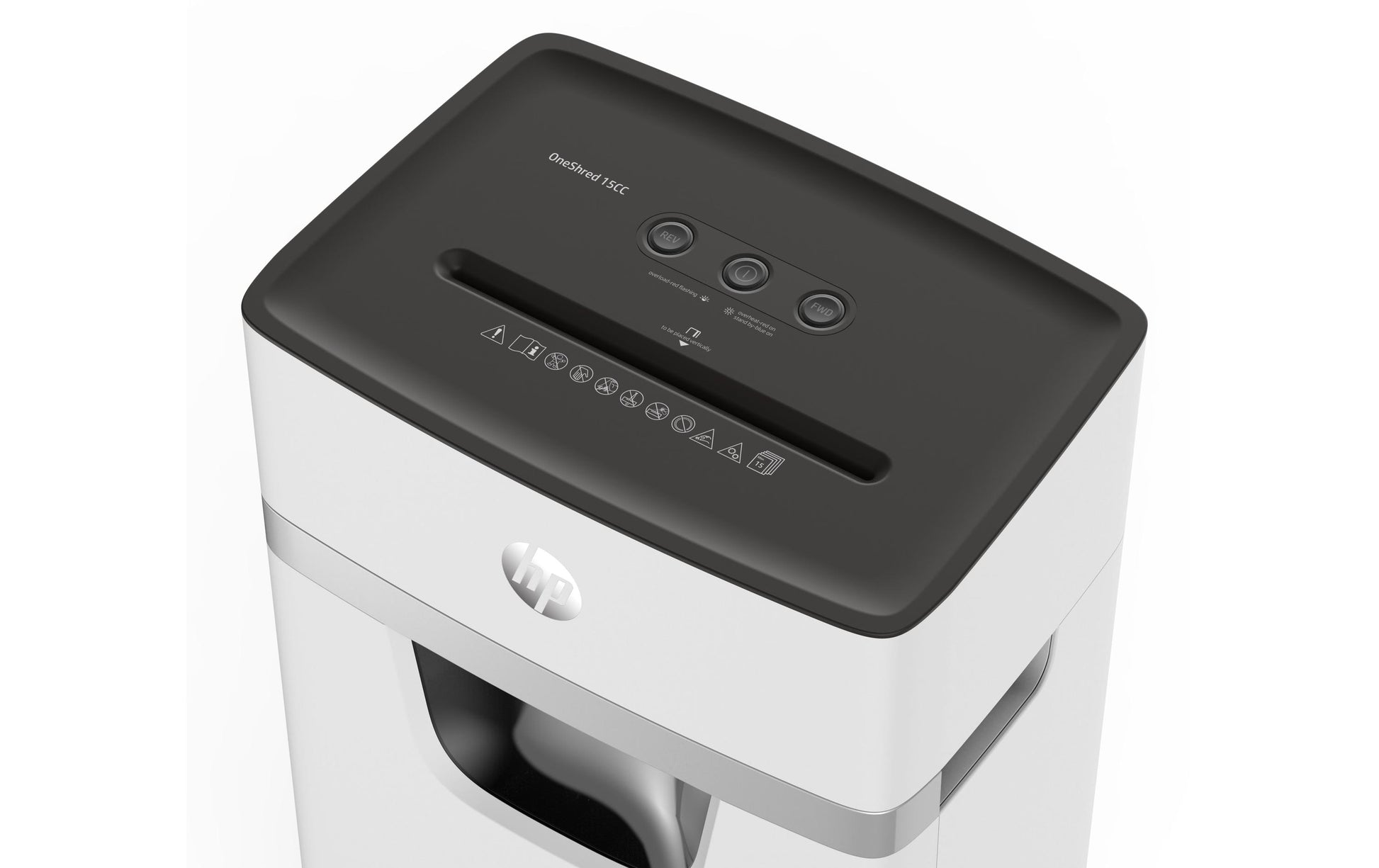 HP OneShred 15CC – Aktenvernichter mit Autofeed, DIN P-4, Partikelschnitt 4 × 35 mm, 15 Blatt, 20 l