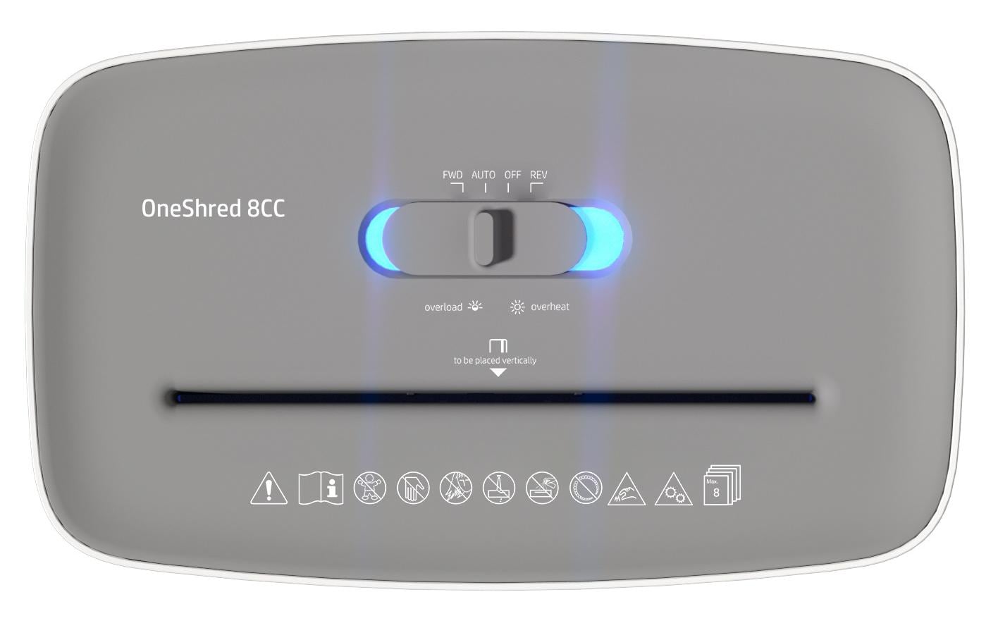 HP OneShred 8CC – Aktenvernichter, DIN P-4, Partikelschnitt 5 × 18 mm, 8 Blatt, 15 l, A4