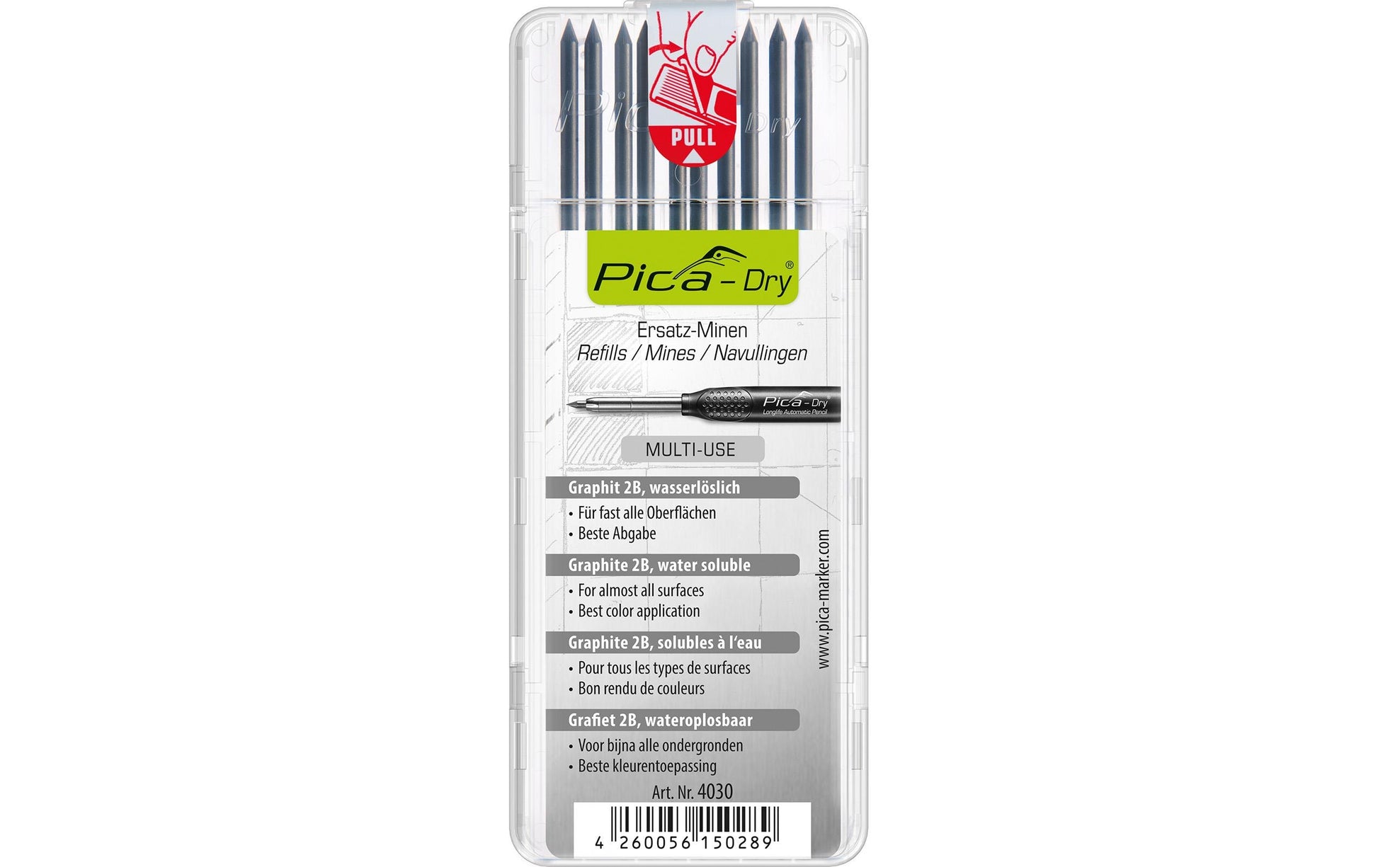 Pica-Marker Pica Pica DRY Zirkelminen – Schwarz, Ø 2,8 mm, 125 mm, 10er-Pack