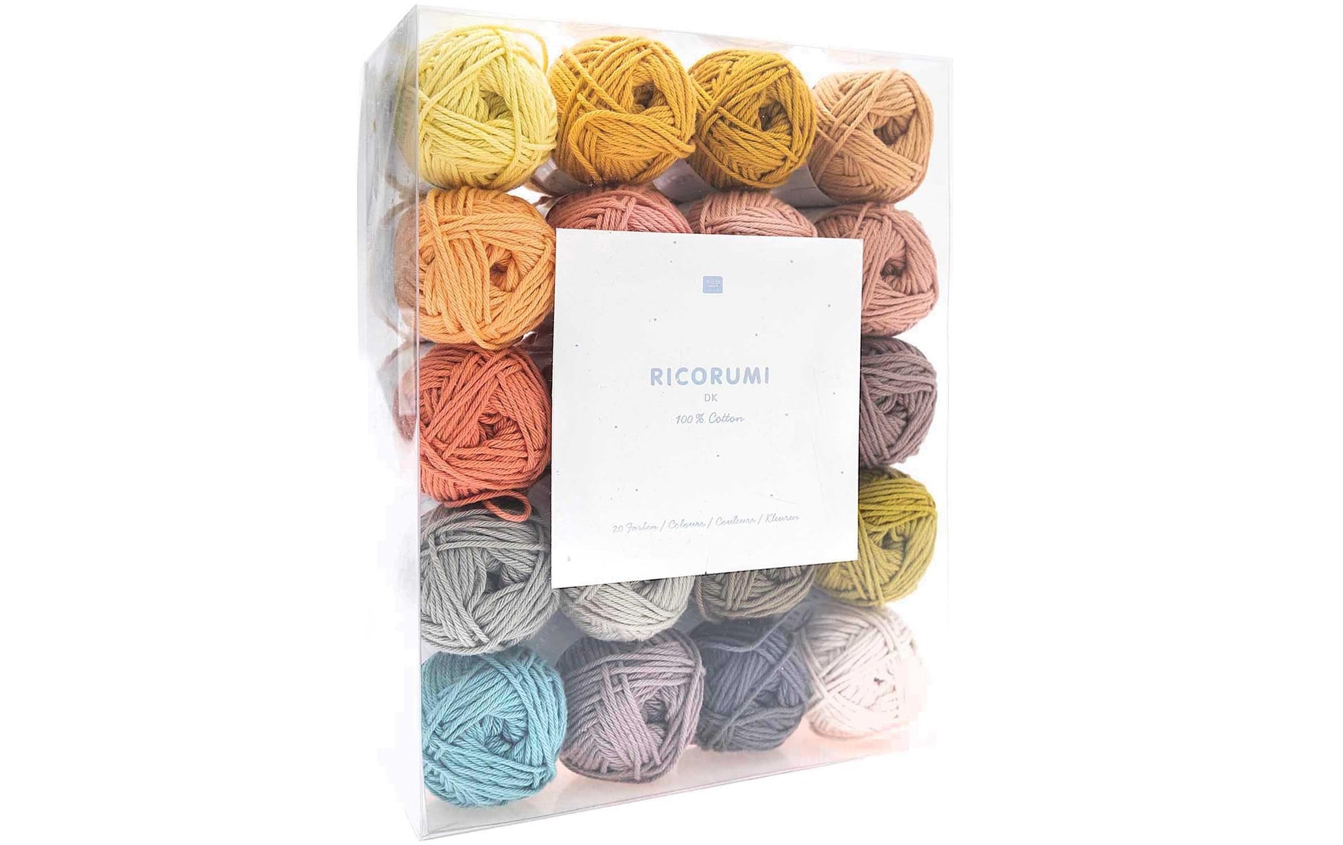 Rico Design Ricorumi Garn-Set Mehrfarbig – 20× 25 g, 57,5 m, 100% Baumwolle, Nadel 3 mm
