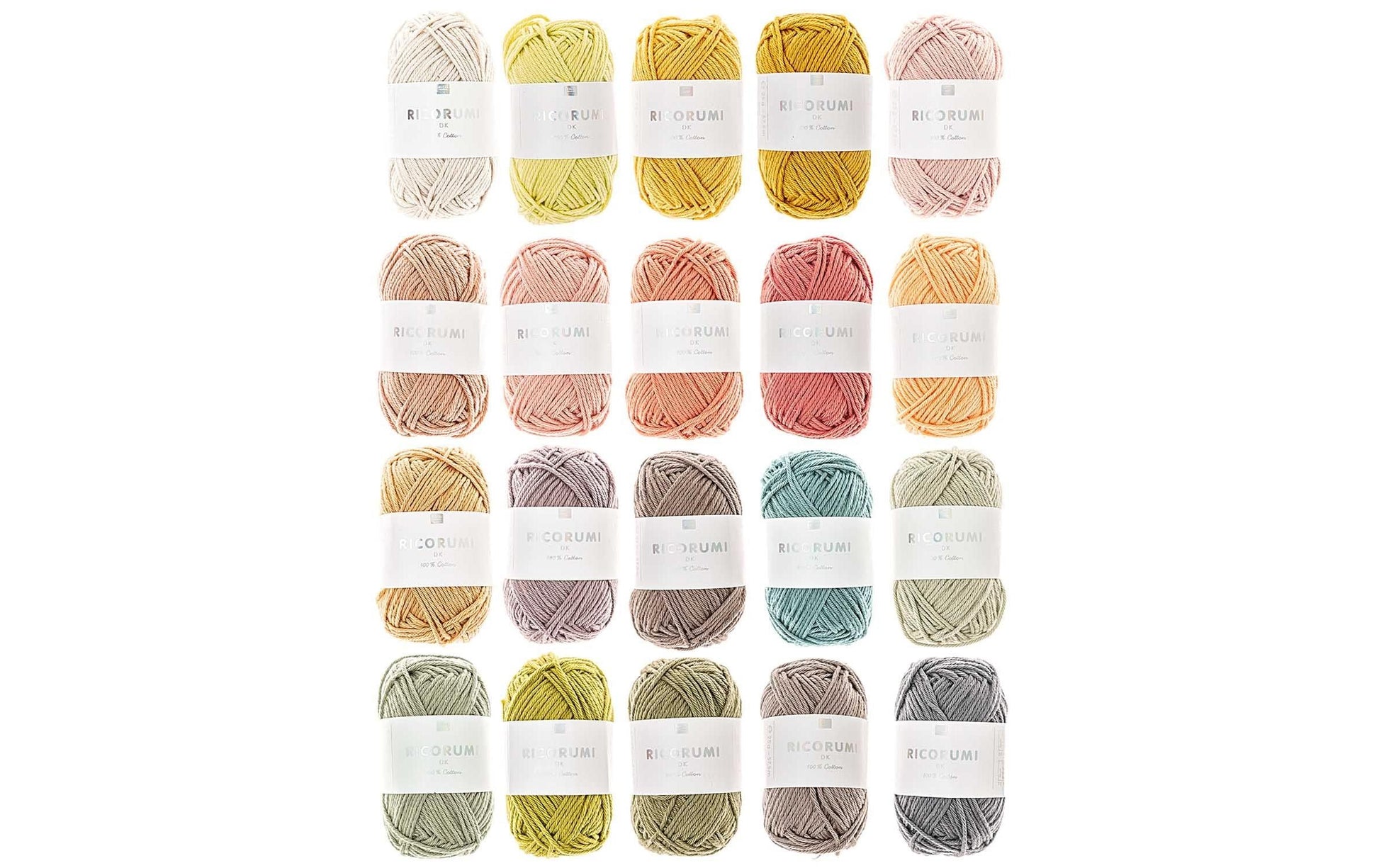 Rico Design Ricorumi Garn-Set Mehrfarbig – 20× 25 g, 57,5 m, 100% Baumwolle, Nadel 3 mm