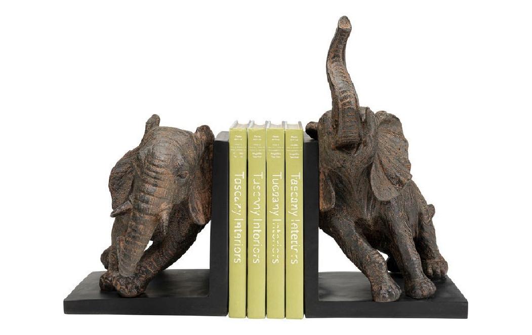 KARE Design Elefanten Buchstütze 2 Stück – Polyresin – Braun – 310×250×210 mm