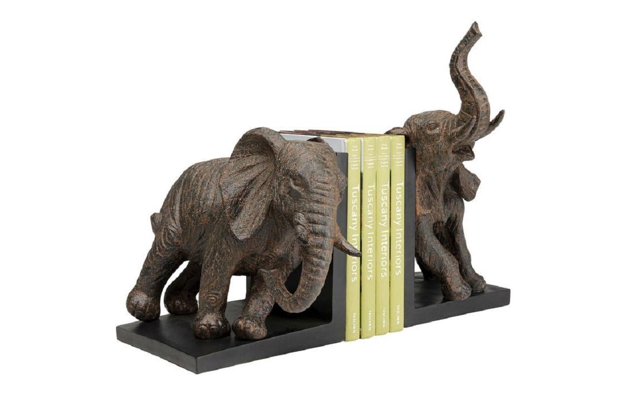 KARE Design Elefanten Buchstütze 2 Stück – Polyresin – Braun – 310×250×210 mm
