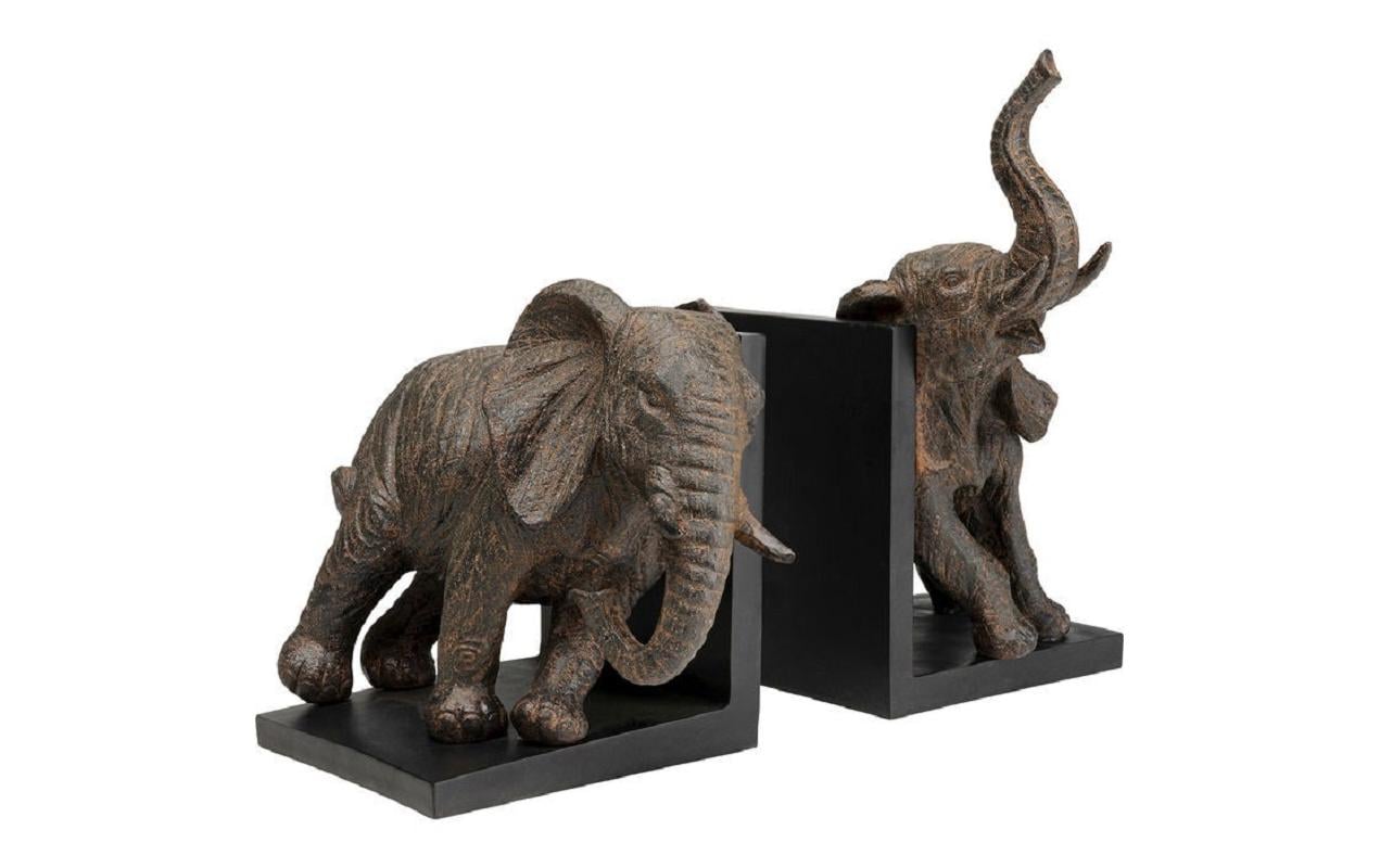 KARE Design Elefanten Buchstütze 2 Stück – Polyresin – Braun – 310×250×210 mm