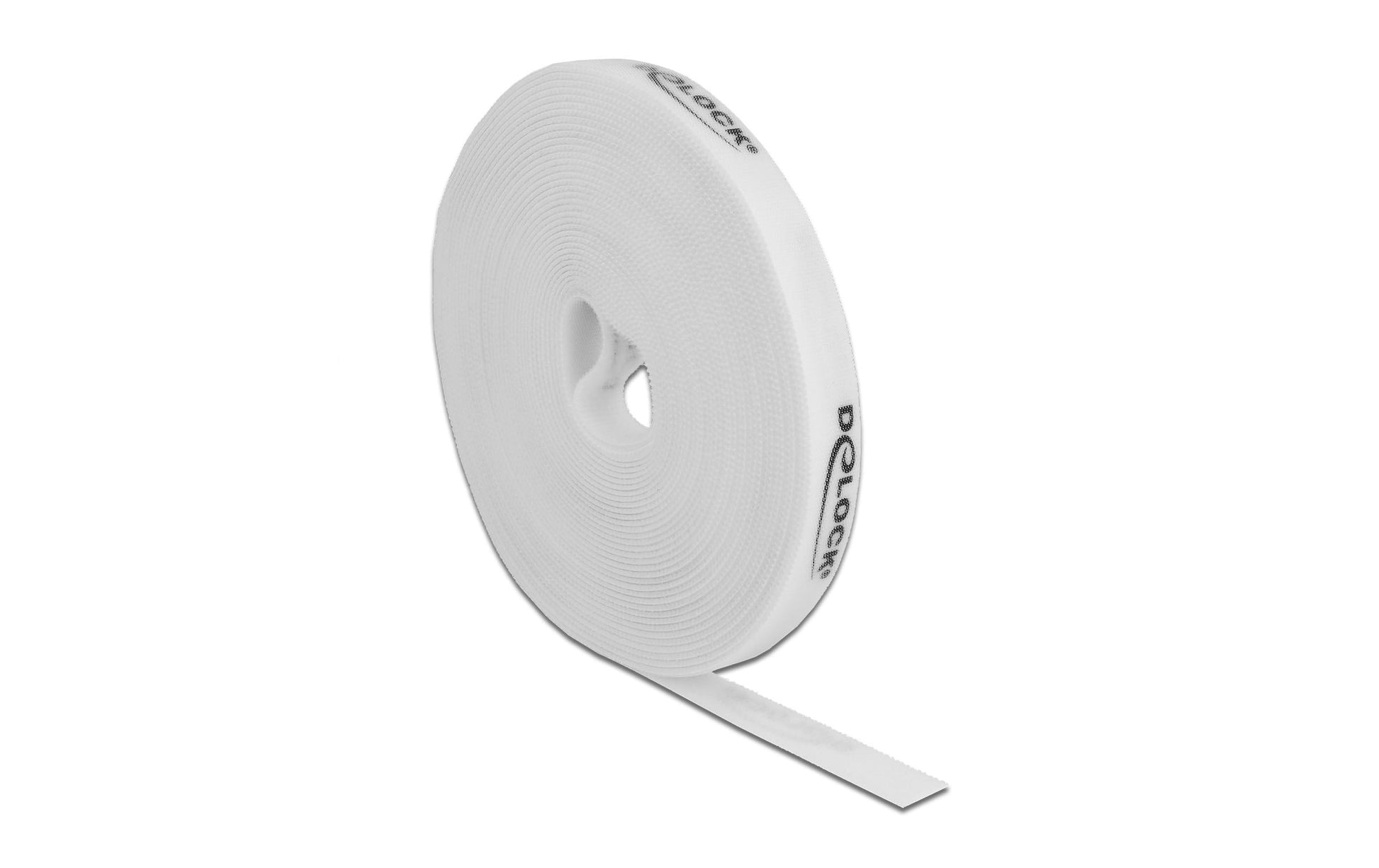 DeLOCK Klettband 10 m, 15 mm – Weiss