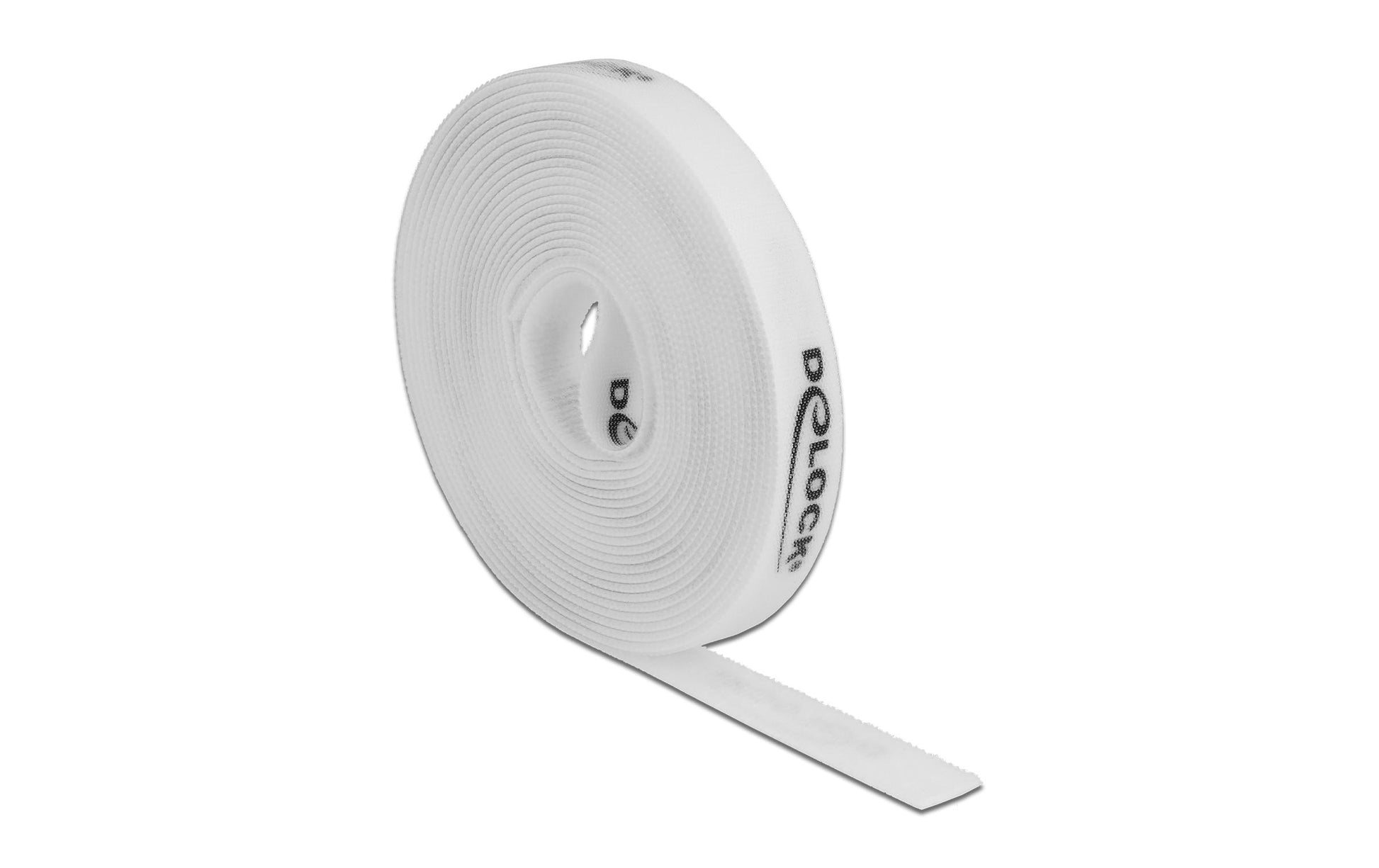 DeLOCK Klettband, 15 mm × 5 m – weiss