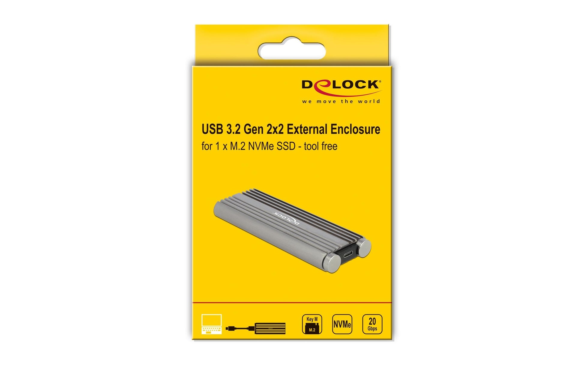 DeLOCK M.2 NVMe zu USB-Gehäuse Type-C 20 Gbit/s – 1-Bay M.2-Gehäuse – USB 3.2 Gen2x2 Type-C, für M.2 NVMe (PCI)