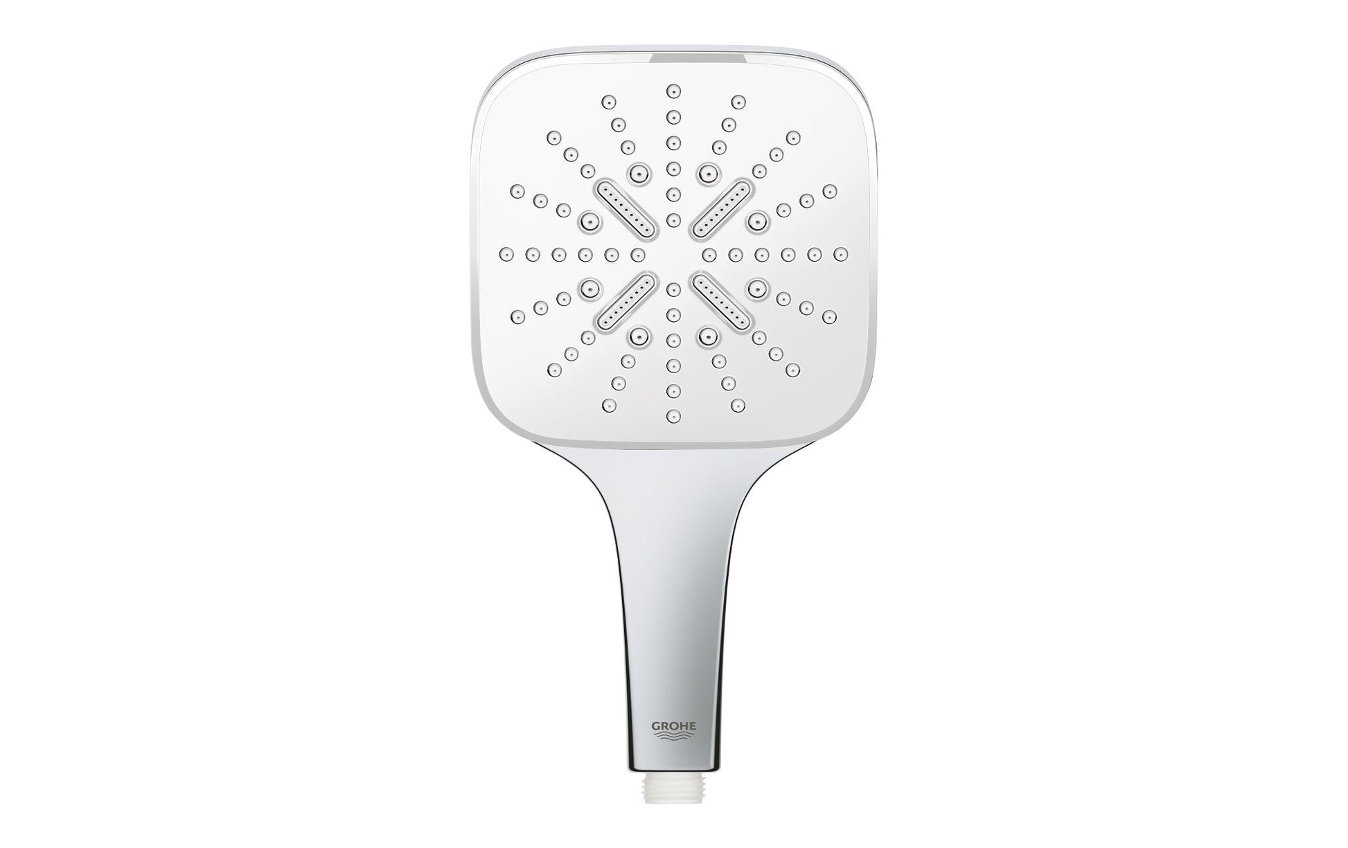 GROHE Handbrause Rainshower 130 – Chromstahl, 3 Strahlarten, Weiss