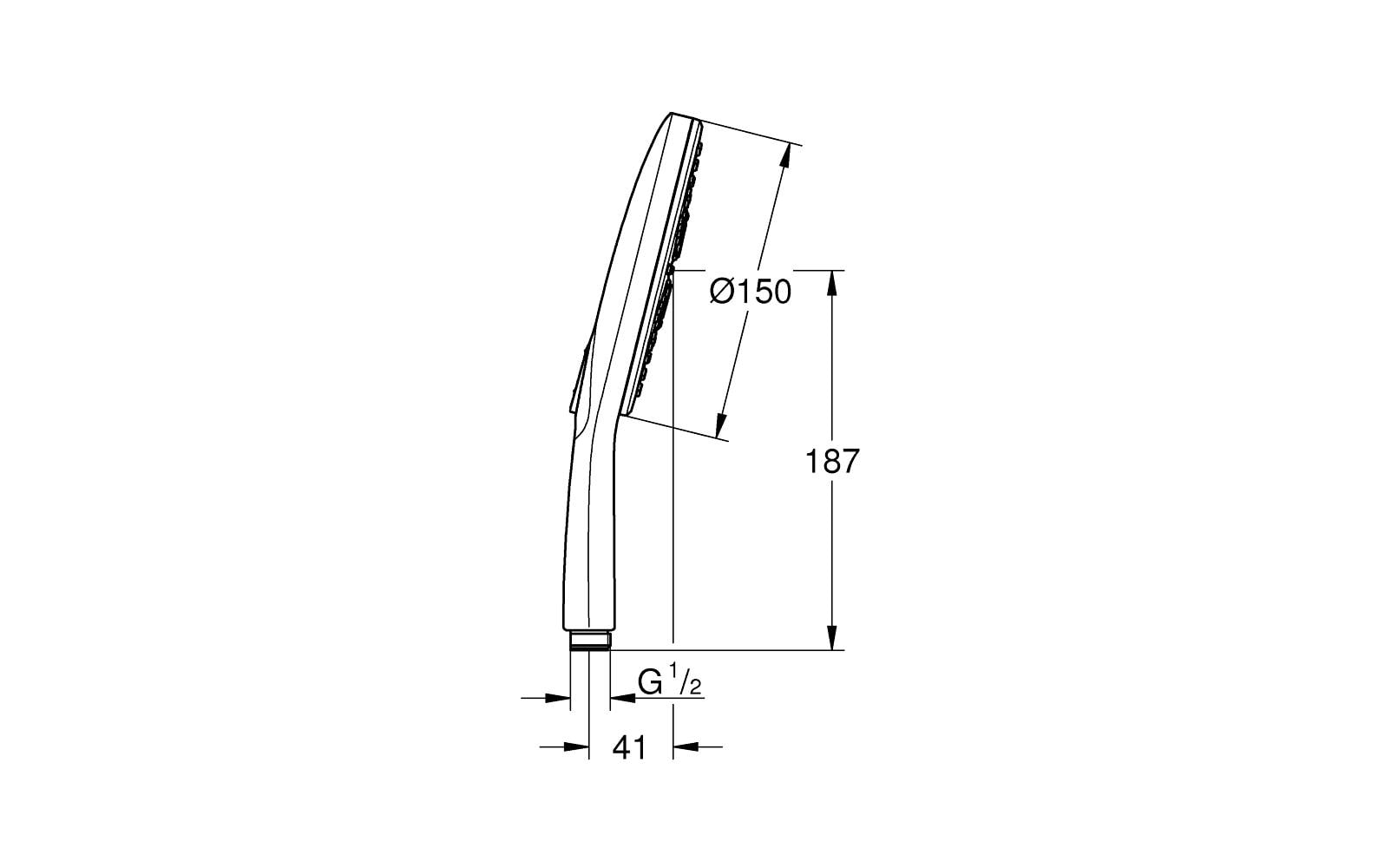 GROHE Handbrause Vitalio SmartActive 150 – Chrom, 3 Strahlarten, 9,5 l/min