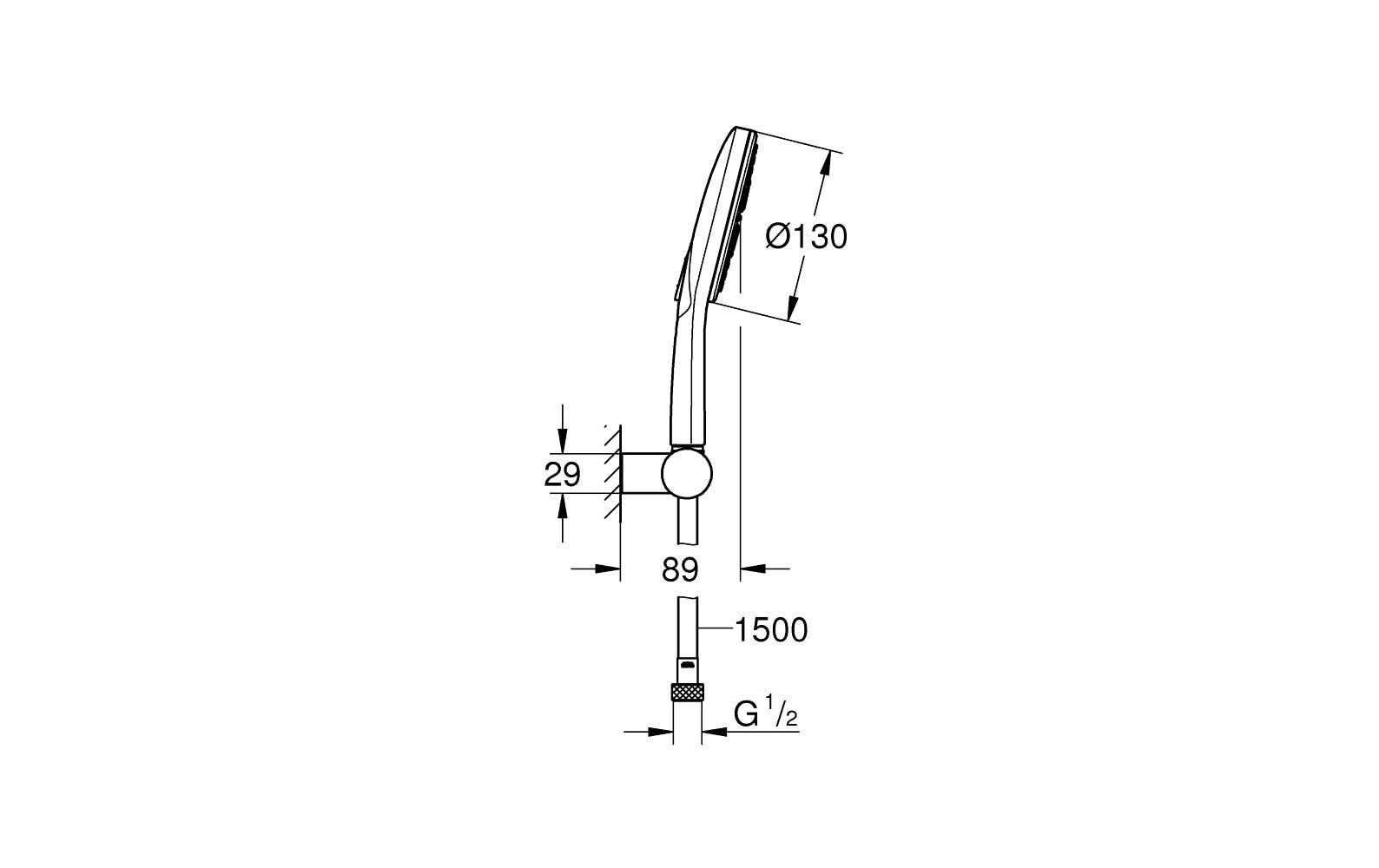 GROHE Handduschbrause RSH 130 SmartActive – 1,5 m Schlauch, Messing, Wandmontiert, Weiss