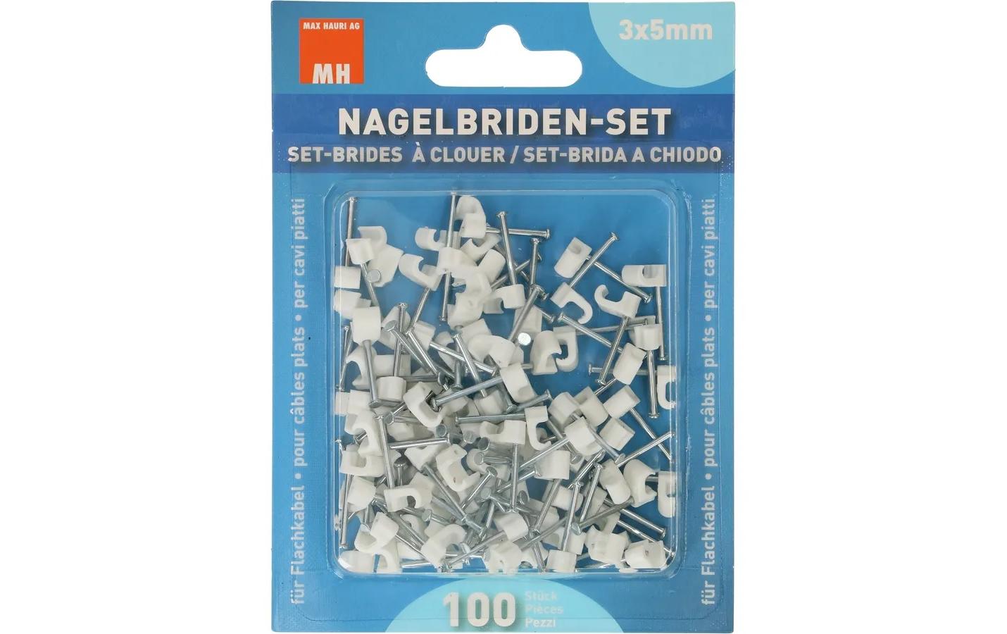 Max Hauri AG Max Hauri Kabelbinder, 20×10×3 mm, 100er-Pack – für Flachkabel 3–5 mm – weiss