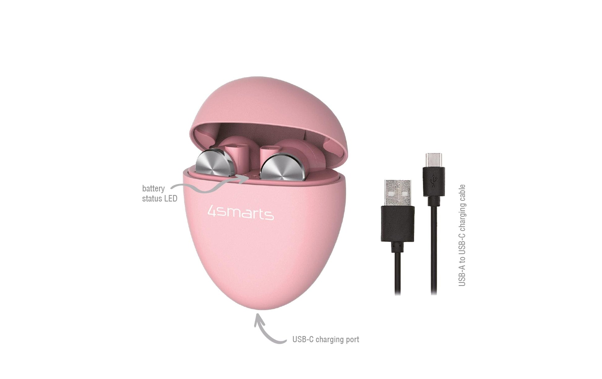 4smarts Pebble TWS In-Ear – mit Ladecase, Rosa, BT 5.0