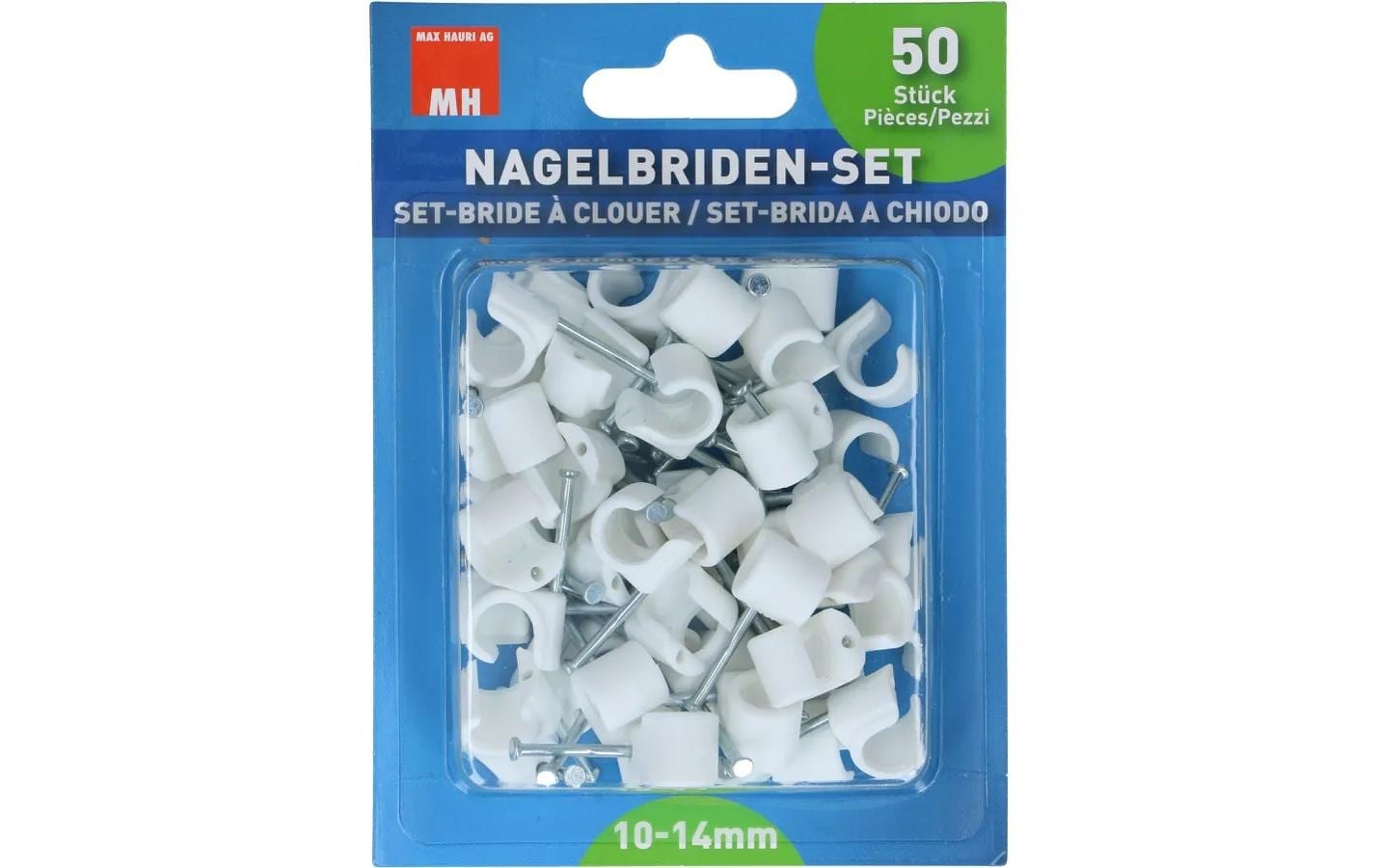 Max Hauri AG Max Hauri Kabelhalter, 30×10×4 mm, 50er-Pack – weiss
