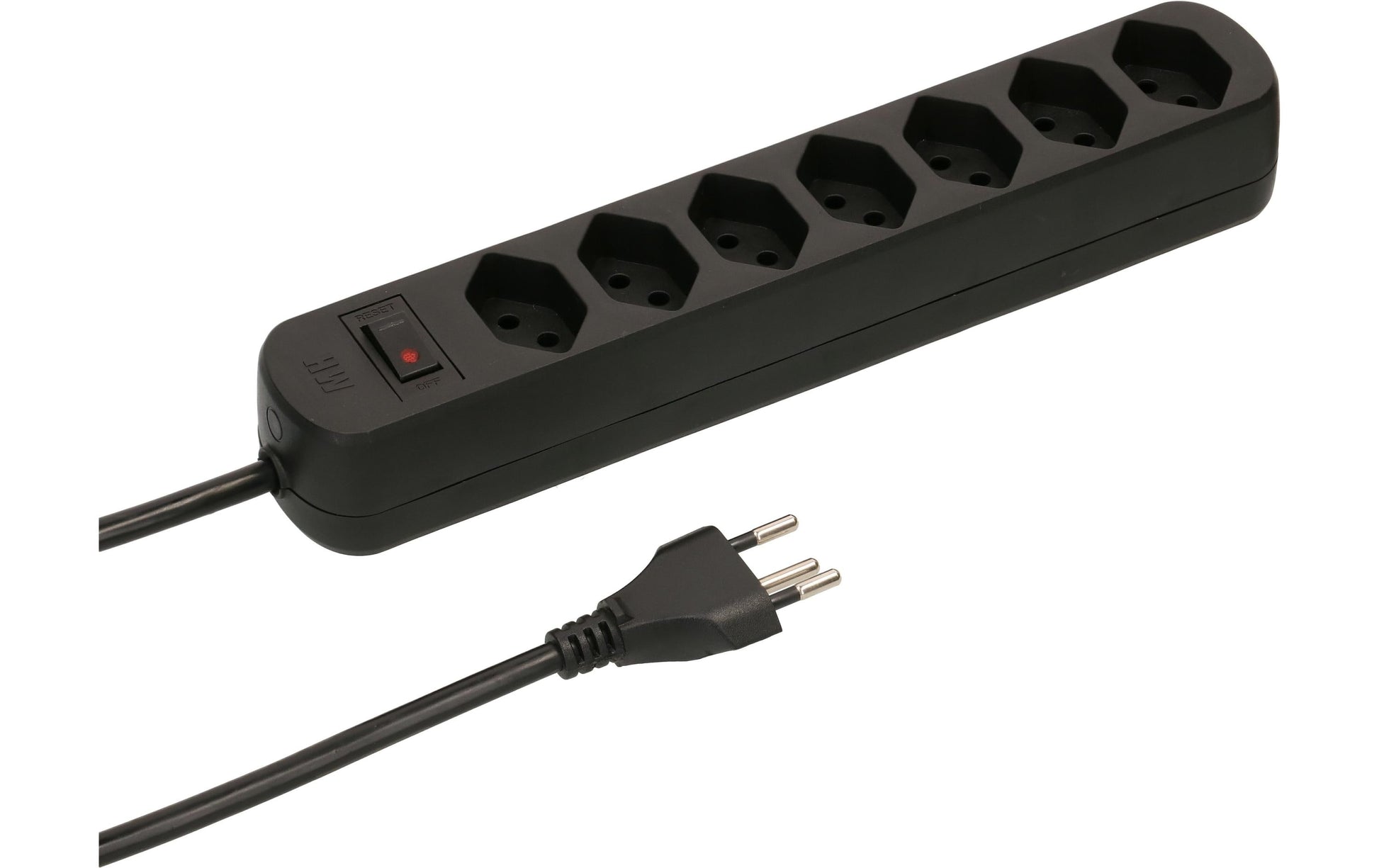 Max Hauri AG Max Hauri Basic-Line Steckdosenleiste – 7× T13, 1,5 m, Überstromschutz, Ein-/Ausschalter – Schwarz