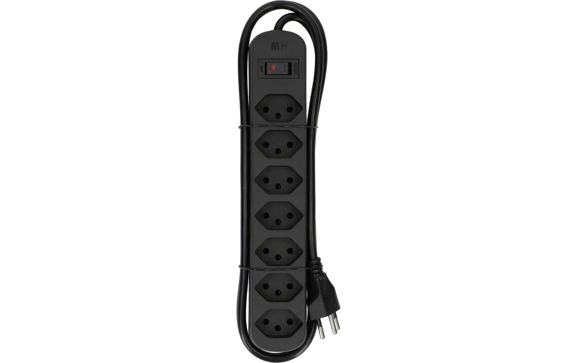 Max Hauri AG Max Hauri Basic-Line Steckdosenleiste – 7× T13, 1,5 m, Überstromschutz, Ein-/Ausschalter – Schwarz