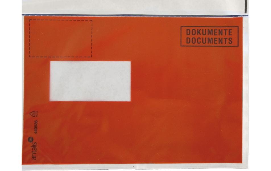 Dokumententaschen C5, mit Fenster links, selbstklebend, Polyethylen, rot – 1'000 Stk.