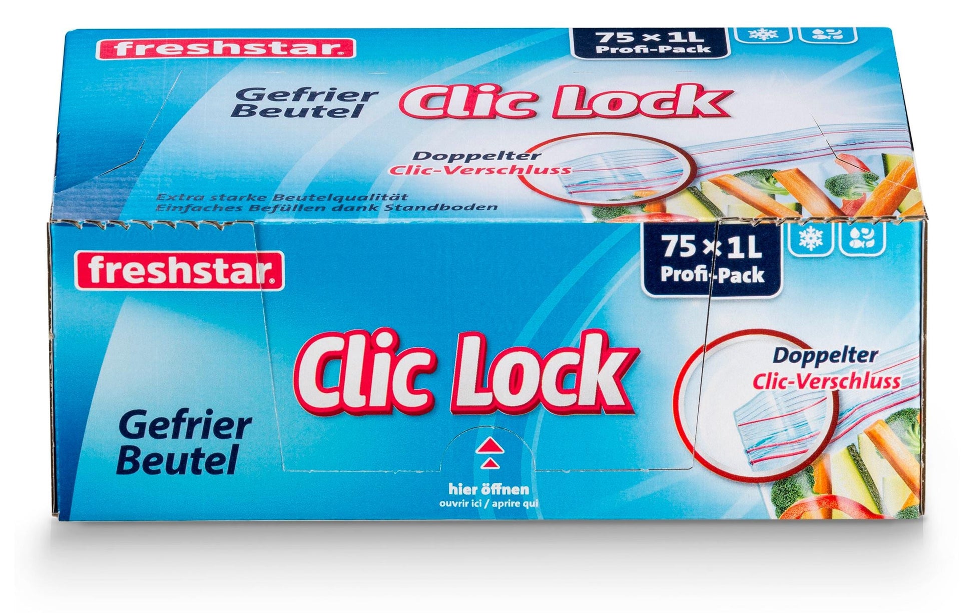 Freshstar Gefrierbeutel 1 l, 13 × 19 × 8,4 cm, Polyethylen (PE), 75 Stk.