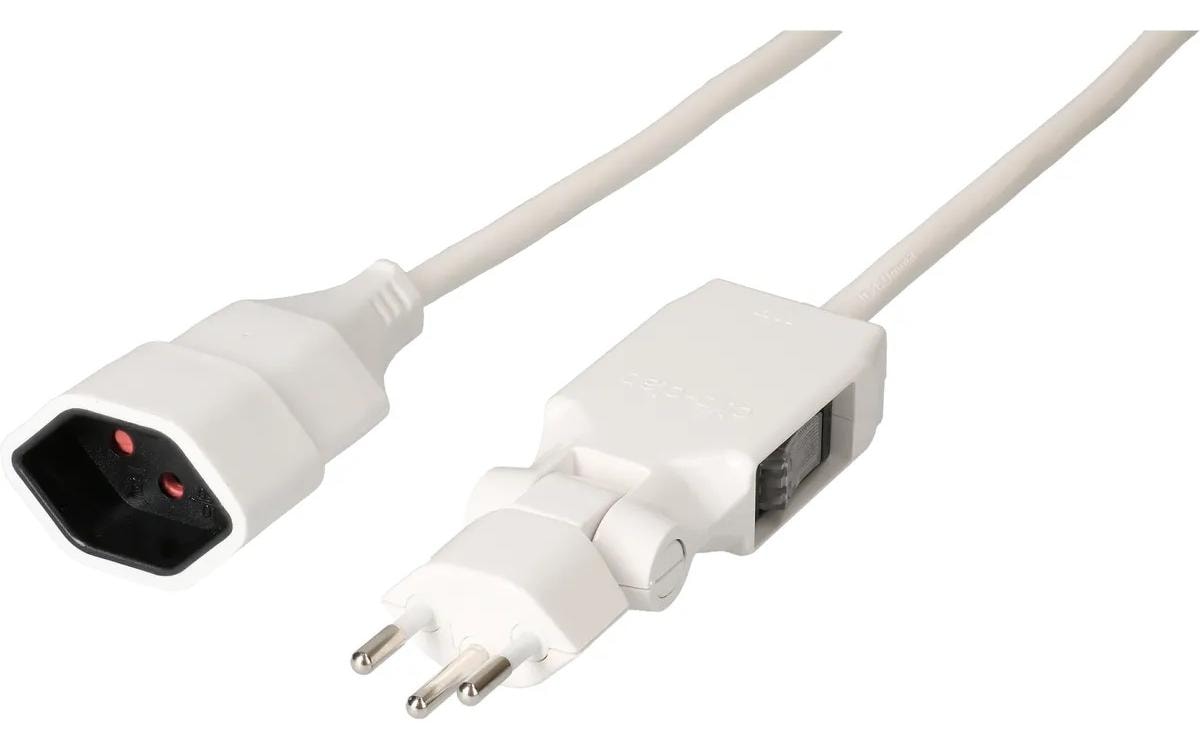 Max Hauri AG Max Hauri Verlängerungskabel – T12–T13, 3 m, mit Kinderschutz, 3×1 mm², weiss