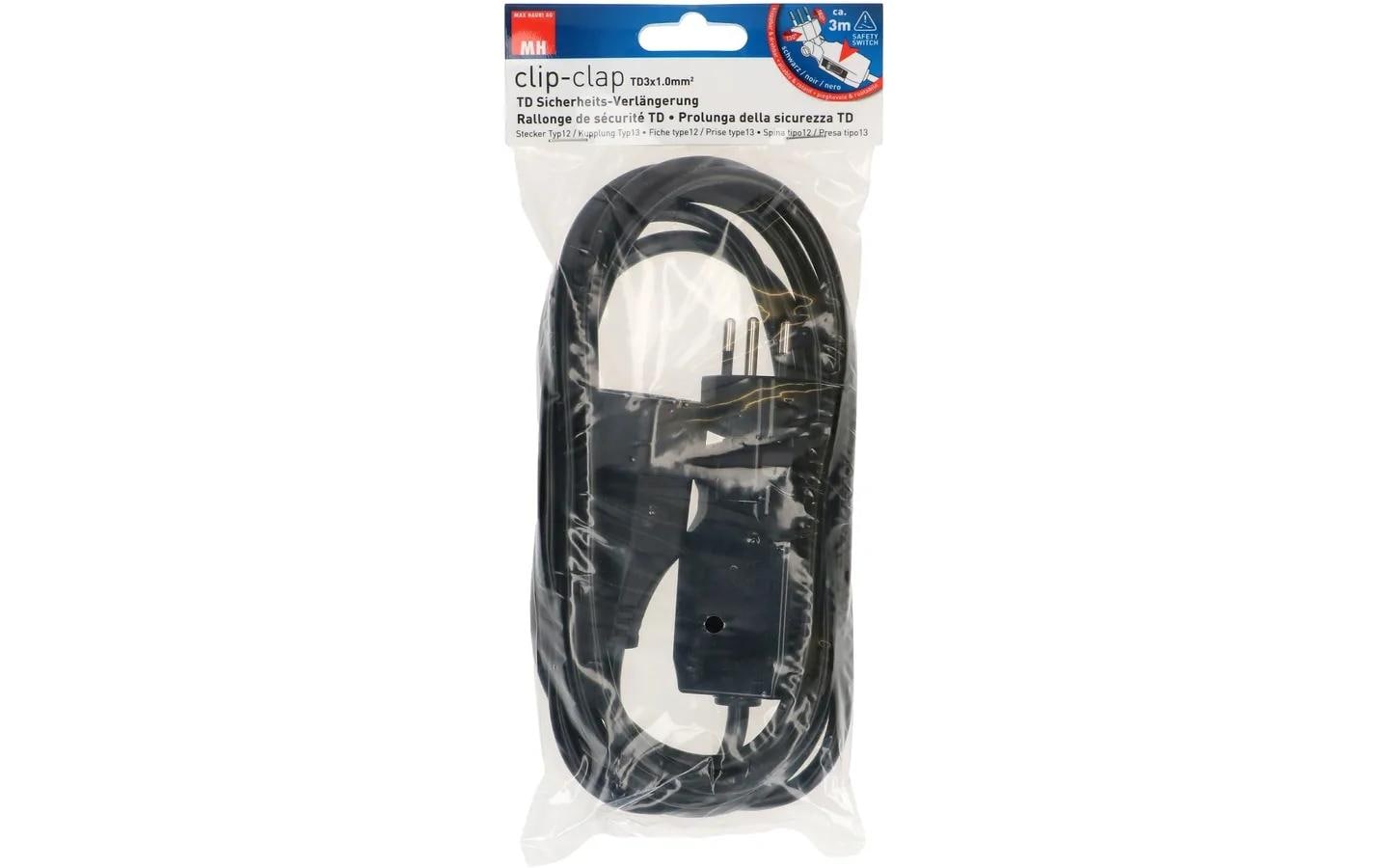 Max Hauri AG Max Hauri Verlängerungskabel – T12–T13, 3 m, mit Schalter, 3×1,0 mm², schwarz